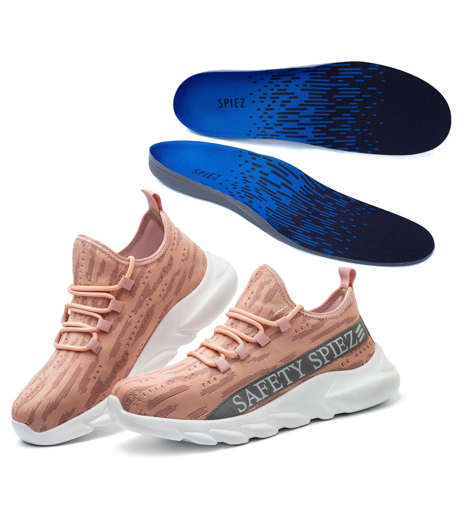 SPIEZ Orthotic Arch Support Insoles & Lightweight Indestructible Work Sneakers for Women - Plantar Fasciitis Pain Relief - Buy Online on GoSupps.com
