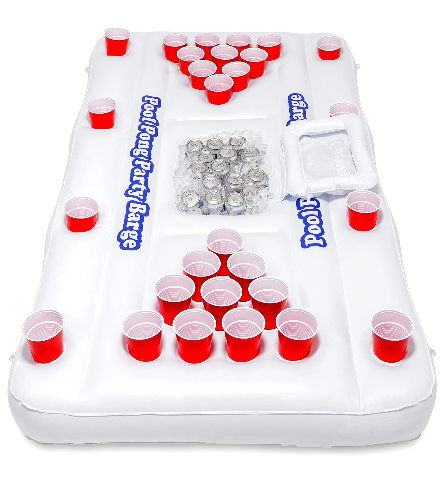 GoPong Pool Party Barge - Floating Beer Pong Table with Cooler & Cup Holders - Buy Online on GoSupps.com