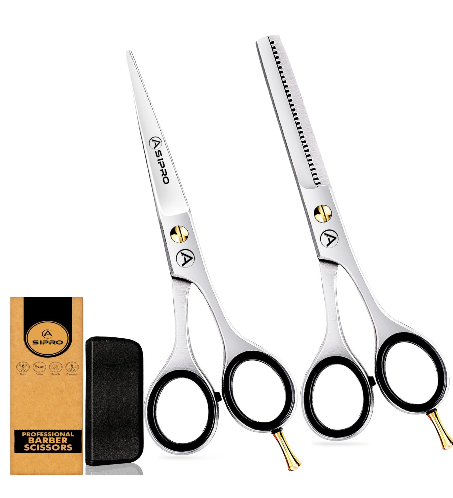 Asipro 6.5 Hair Cutting Scissors Set - Professional Salon Kit for Men Women & Pets | Includes Effilant Scissors & Case - Buy Online on GoSupps.com