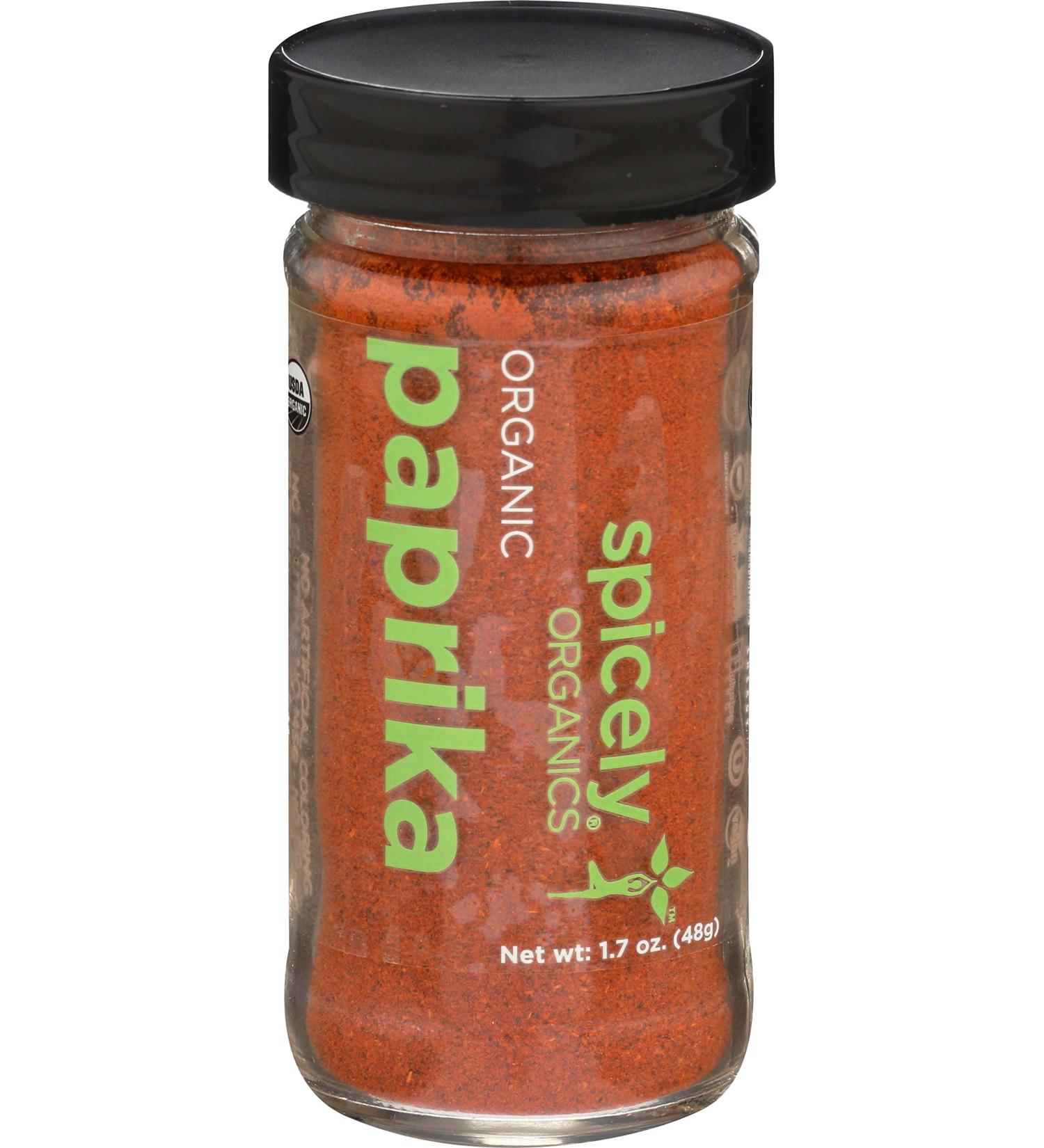 Spicely Organic Paprika Powder 1.70 Ounce Jar Certified Gluten Free 1.7 Ounce