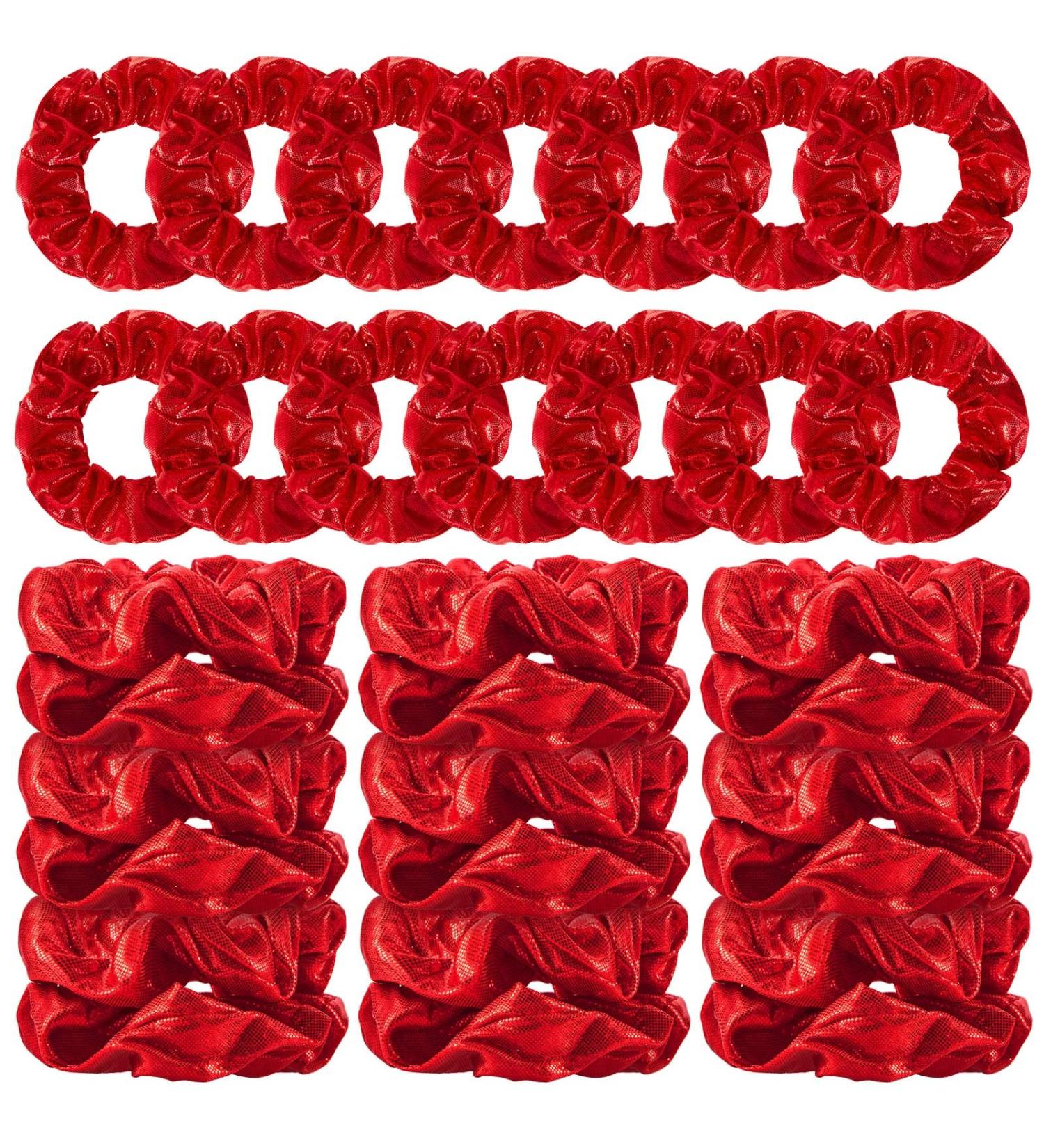 XunYee 50 Pcs Red Shiny Metallic Hair Scrunchies - Accessories for Girls & Women - Buy Online on GoSupps.com