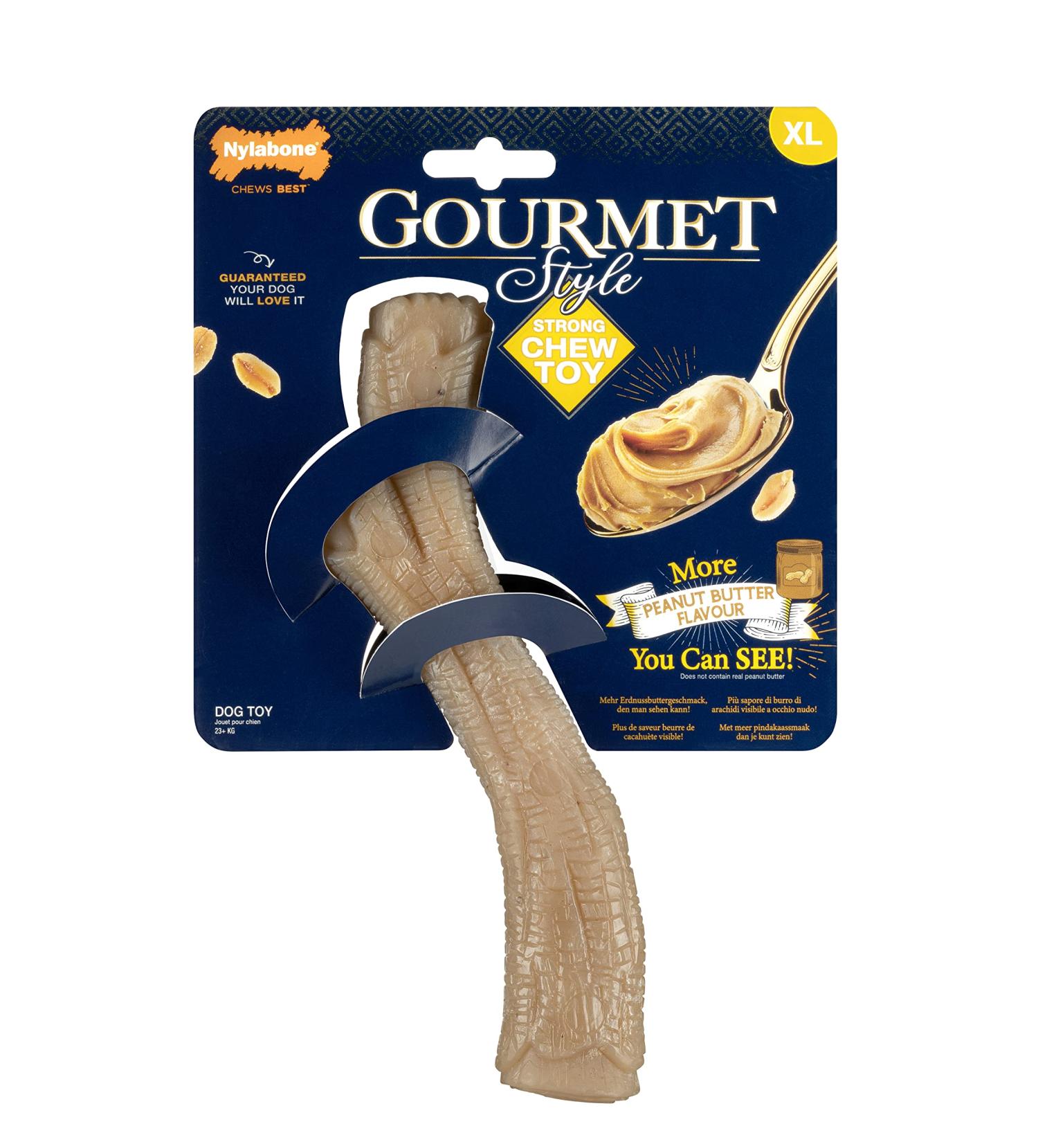 Buy Nylabone Maximum Strength Extreme Gourmet Wishbone - Infused Peanut Butter Dog Toy for Large Dogs Over 23 kg - Buy Online on GoSupps.com