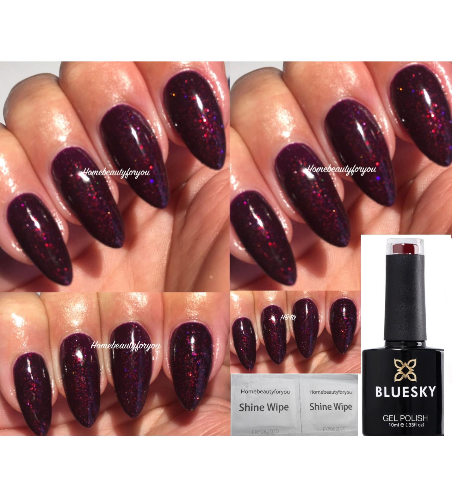 Bluesky GEL NAIL POLISH Black Cherry Dark Burgundy Red with Fine Multi Glitter UV LED Soak Off 10ml (Requires Drying Under UV LED Lamp) Christmas Color - Buy Online on GoSupps.com