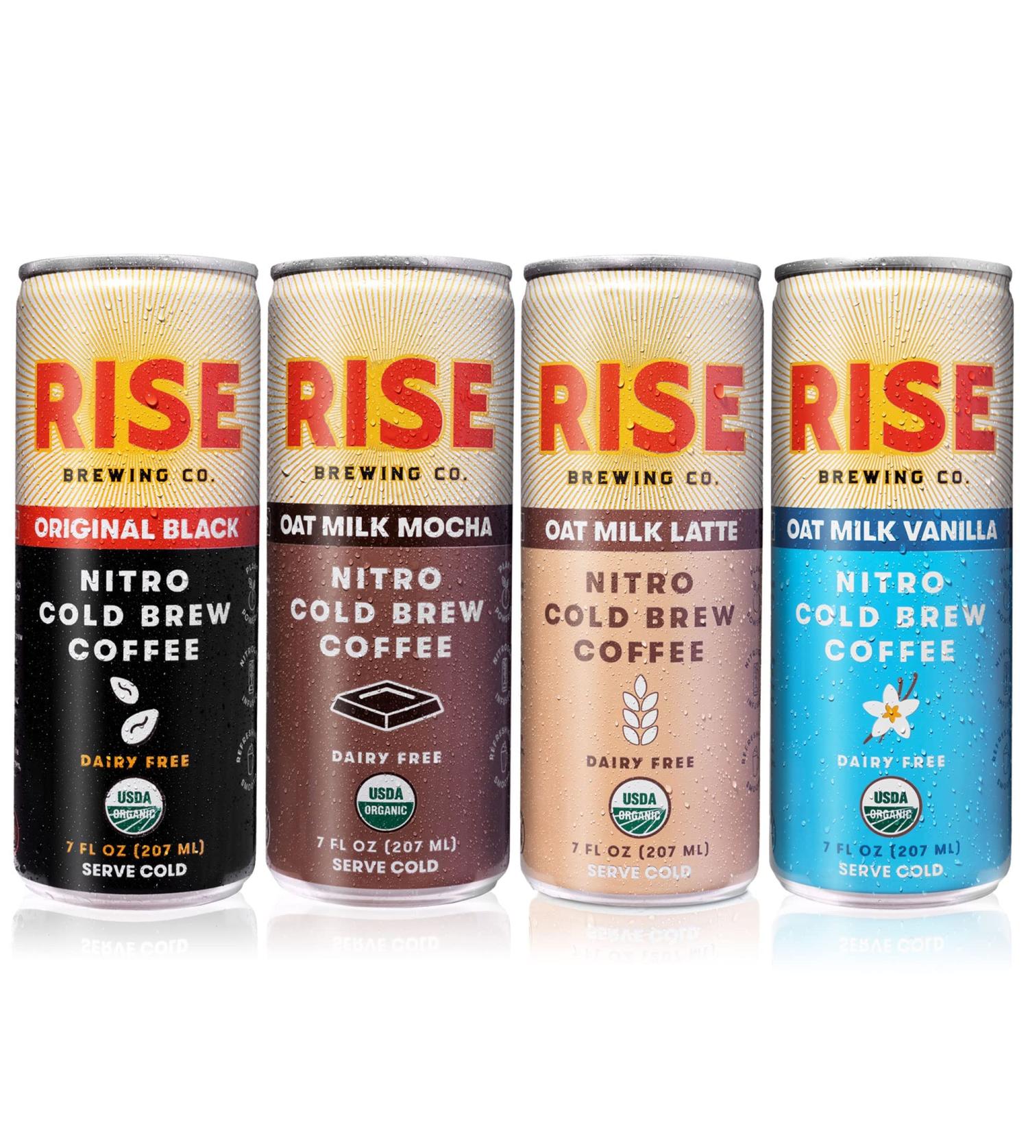 RISE Brewing Co. Nitro Cold Brew Coffee Variety Pack | Gluten-Free, Vegan | Organic & Non-GMO | 12-Pack 7 fl. oz. Cans - Buy Online on GoSupps.com