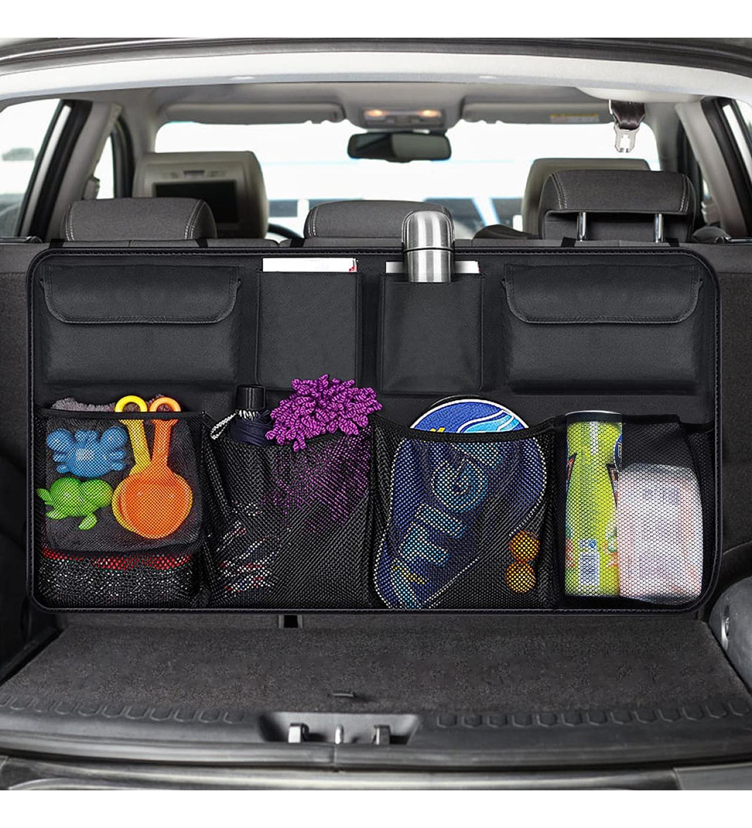 NALITARE Car Organiser - Multi-Pocket Seat Back Protectors & Travel Storage for Children - Durable Foldable Cargo Net - Black - Buy Online on GoSupps.com
