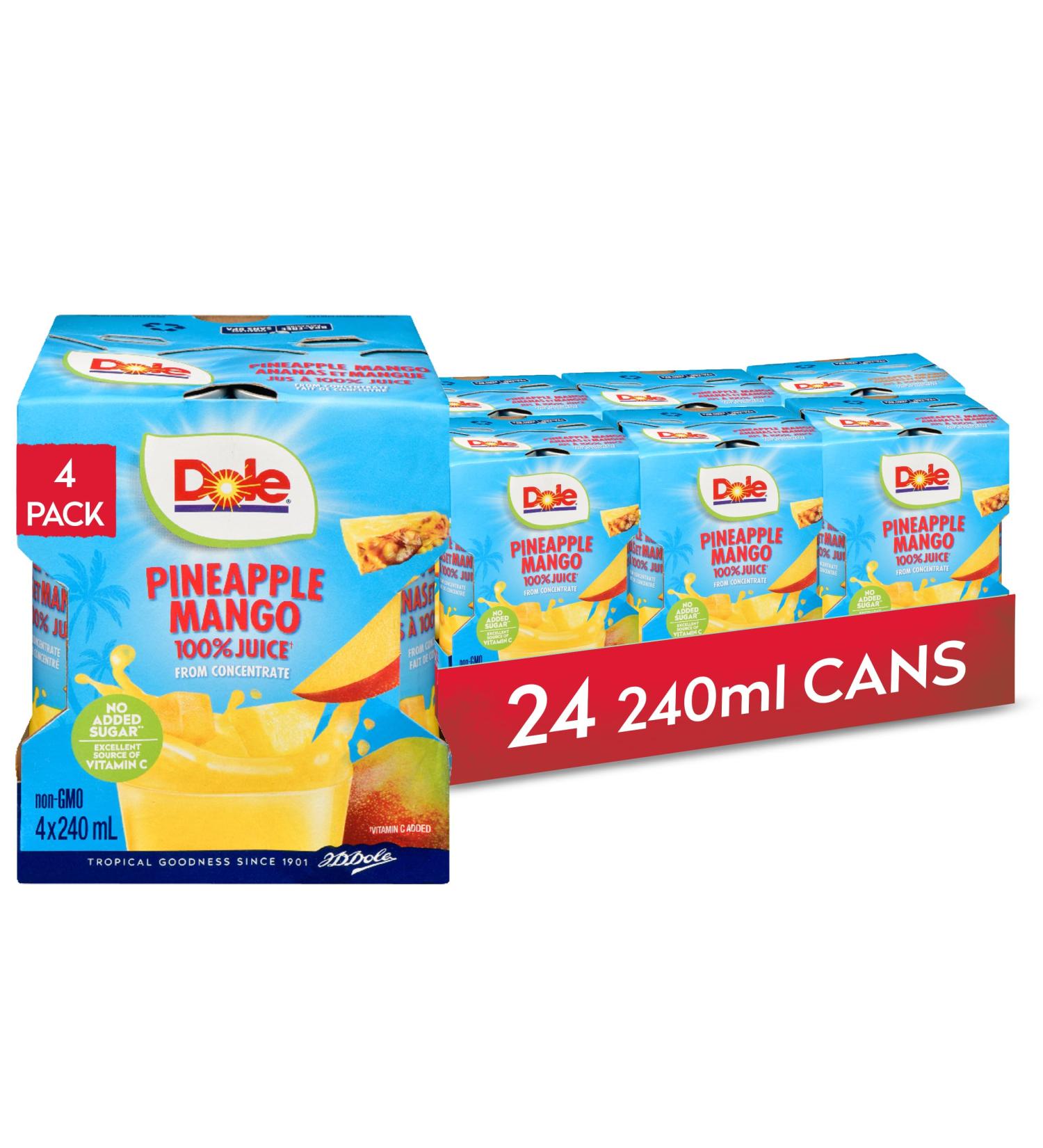 Dole 100% Pineapple Mango Juice Excellent Source of Vitamin C 240 ml (Pack of 24) - Buy Online on GoSupps.com