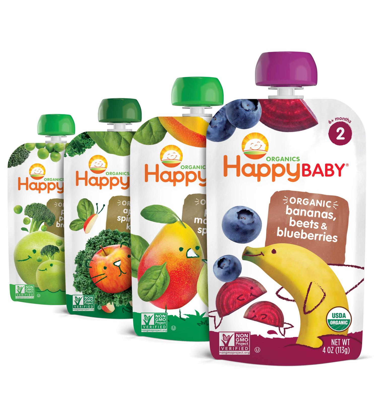 Happy Baby Organics Stage 2 Combo Baby Food Variety Pack - 16 x 4oz - Organic & Nutritious - Buy Online on GoSupps.com
