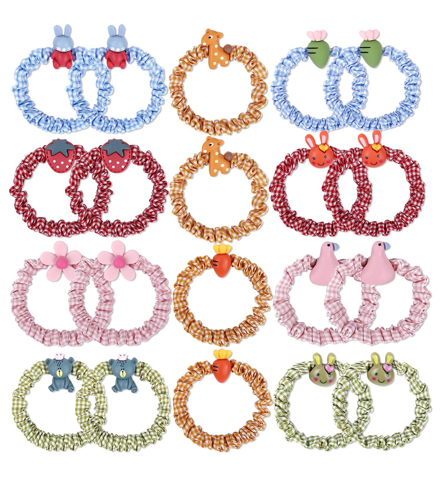 YASUNMI 20pcs Elastic Hair Ties for Girls - Cute Cartoon Scrunchies for Children | Mini Thin Plaid Bands for Toddlers - Hair Accessories for Baby Girls - Buy Online on GoSupps.com