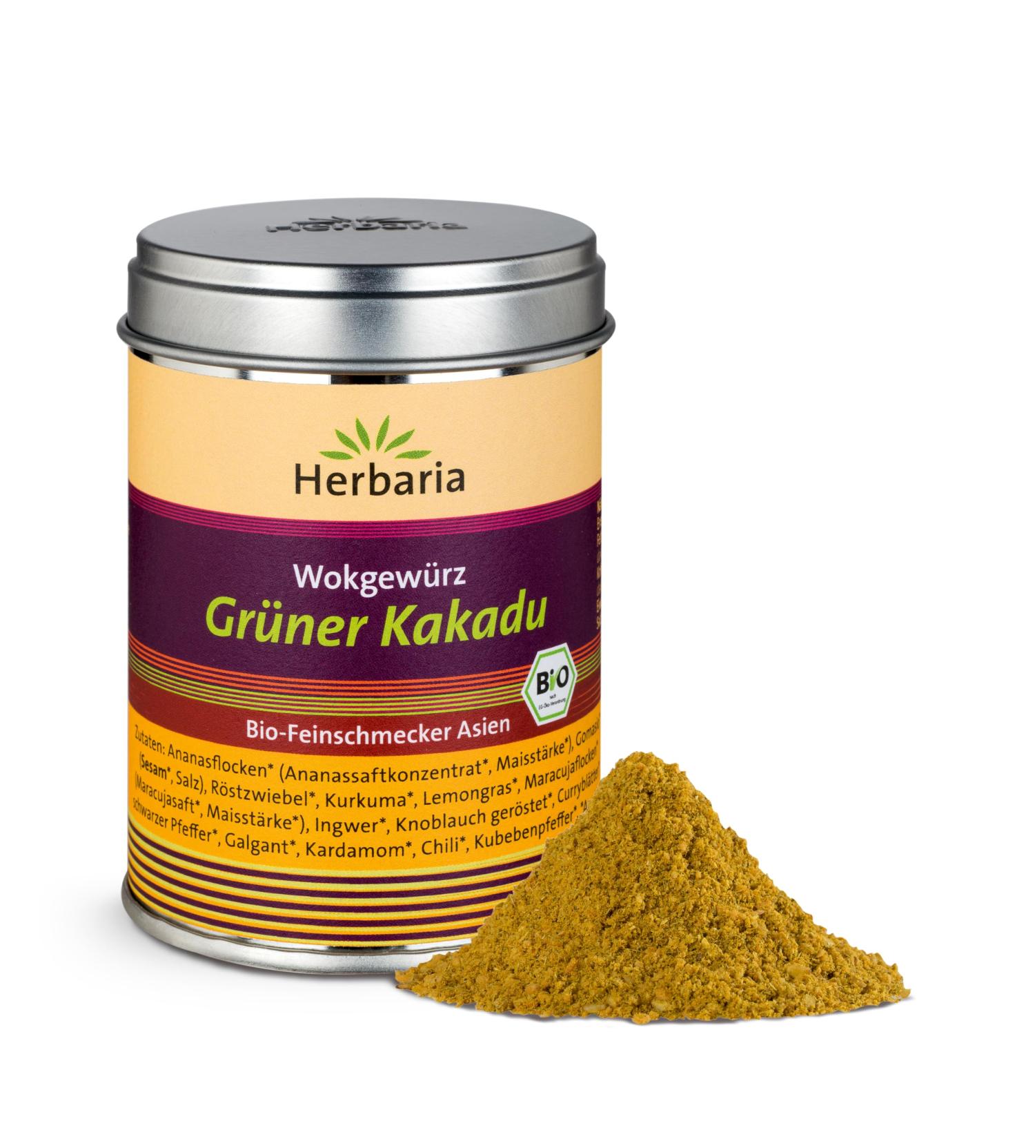 Herbaria Gr ner Kakadu Bio 85g - Organic Spice Mix for Asian Wok & Pan Dishes | Exquisite Ingredients in Sustainable Aroma Protection Box - Buy Online on GoSupps.com