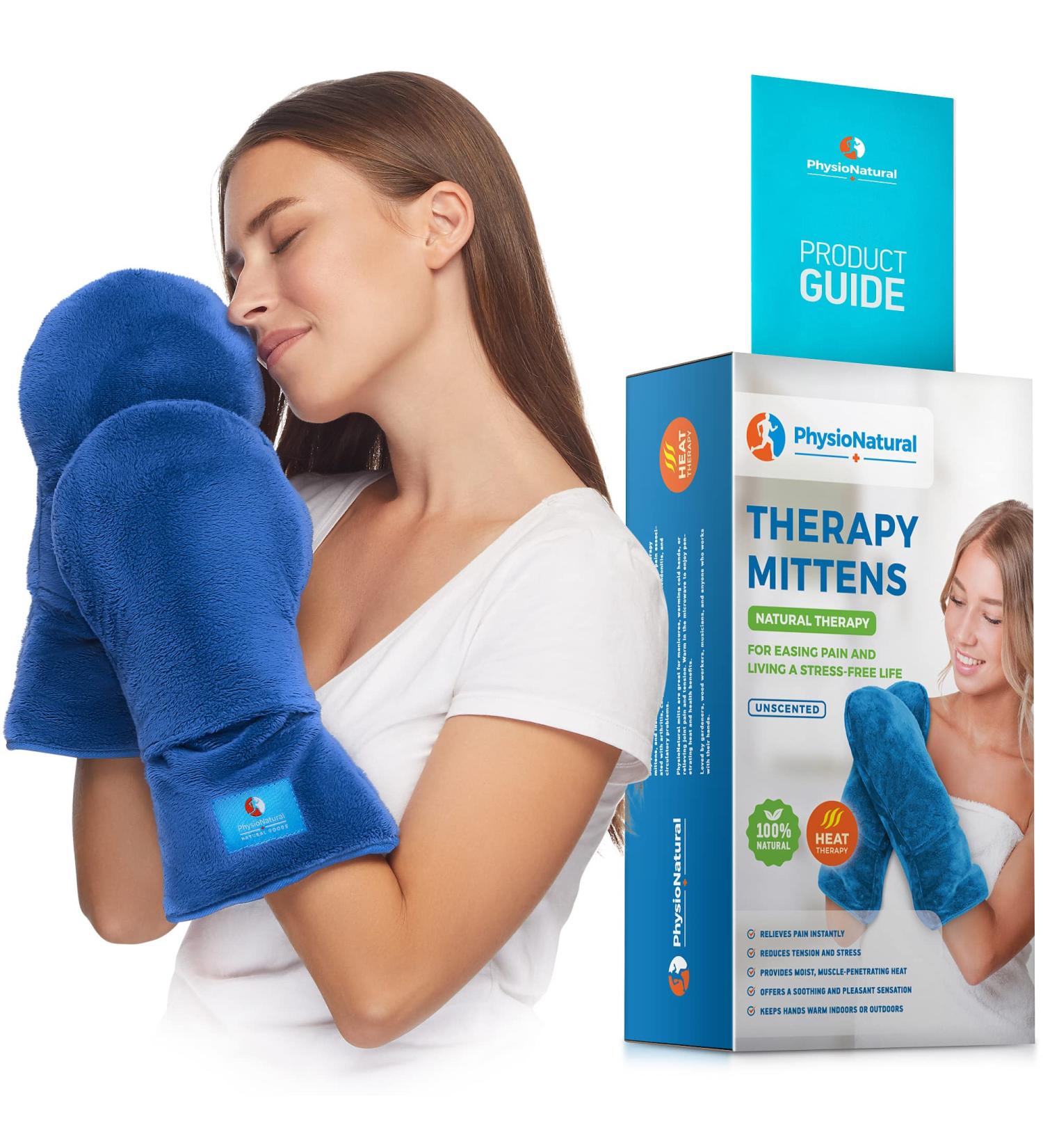 Flaxseed Microwavable Therapy Mittens for Hand & Finger Heat Relief - Stiff Joints, Trigger Finger, Inflammation - Natural Unscented Gloves for Raynaud's, Carpal Tunnel - Buy Online on GoSupps.com