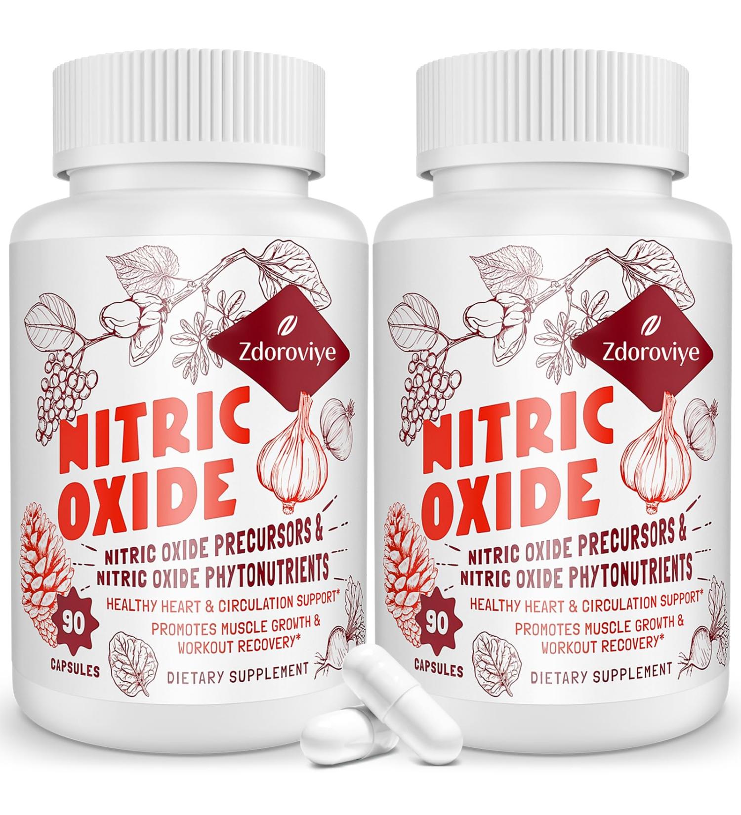 Buy Nitric Oxide Supplement for Men - 13 in 1 Arginine & Citrulline Complex | 2 Bottles 90 Capsules | 2 255mg Per Serving - Optimized for Performance - Buy Online on GoSupps.com