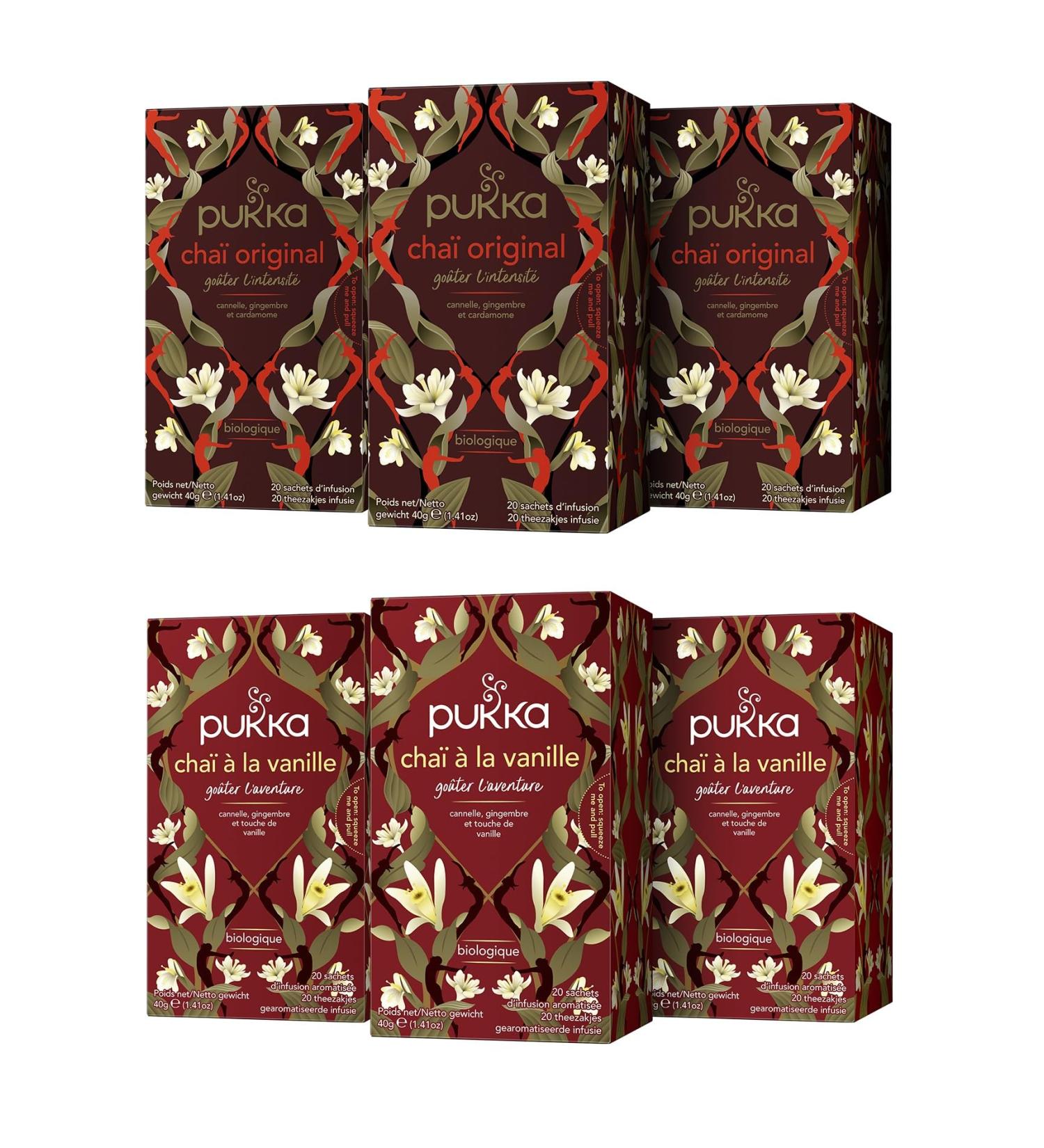 Pukka Routine Cha 6 Th s et Infusions Biologiques et Ayurv diques : Cha Original Cha la Vanille 100% des Ingr dients Issus du Commerce quitable 120 Sachets Lot de 6x20 sachets - Buy Online on GoSupps.com