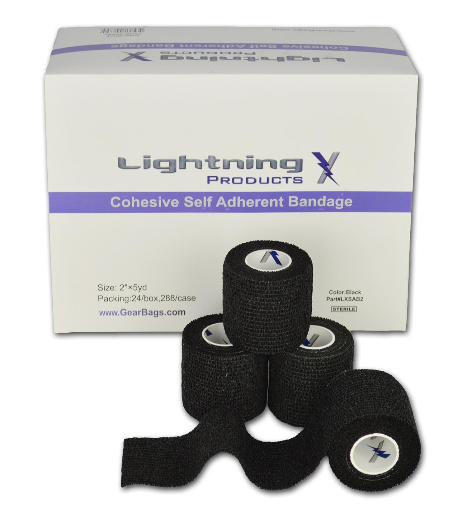 Lightning X Cohesive Self-Adherent Bandage Wrap 24 Pack 2 x 5yds Stealth Black