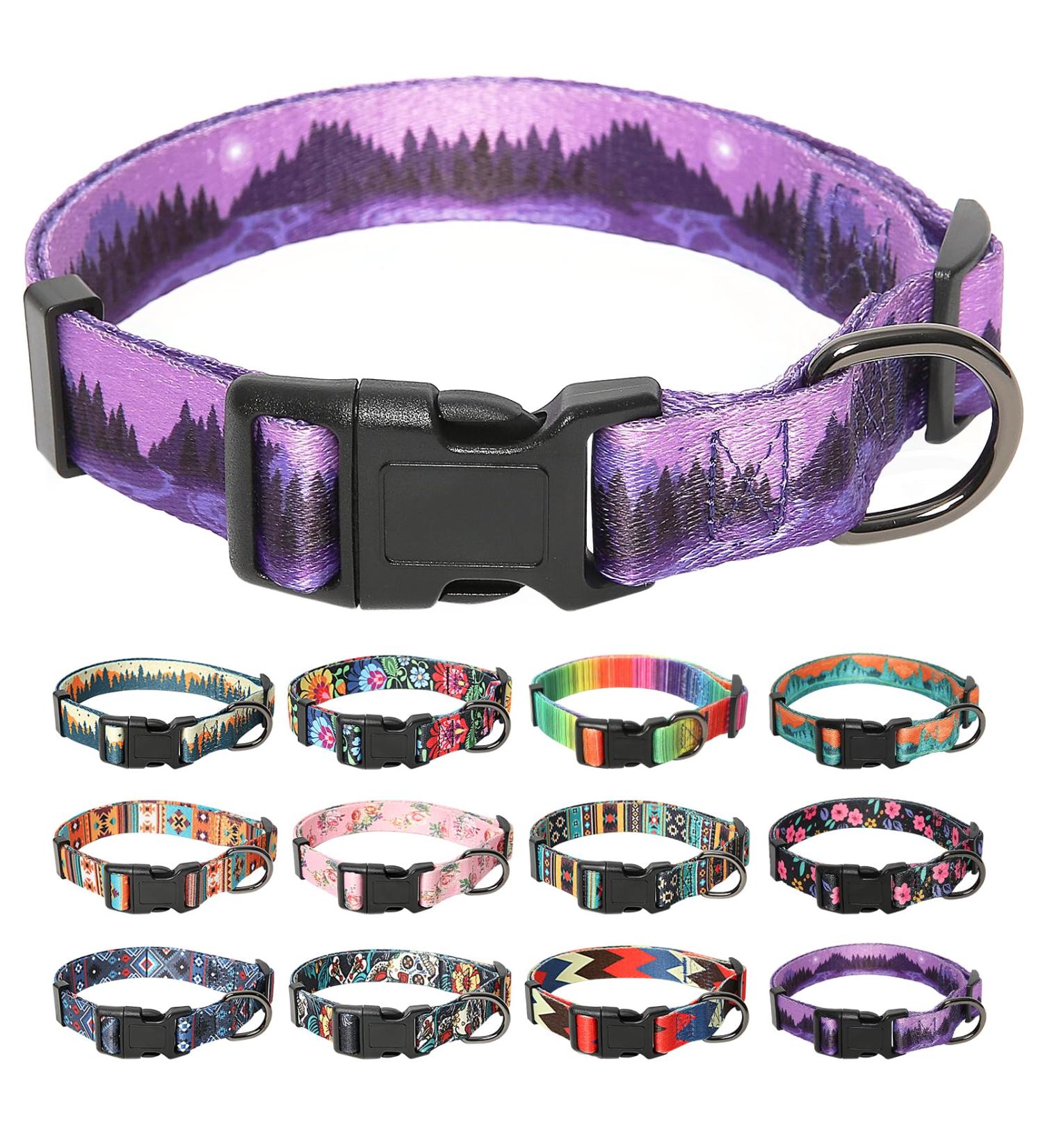 Shop Heele Purple Dog Collar for Small & Medium Dogs | Adjustable & Comfortable Patterned Collars for Puppies (XS: 21.6-28cm) - Buy Online on GoSupps.com