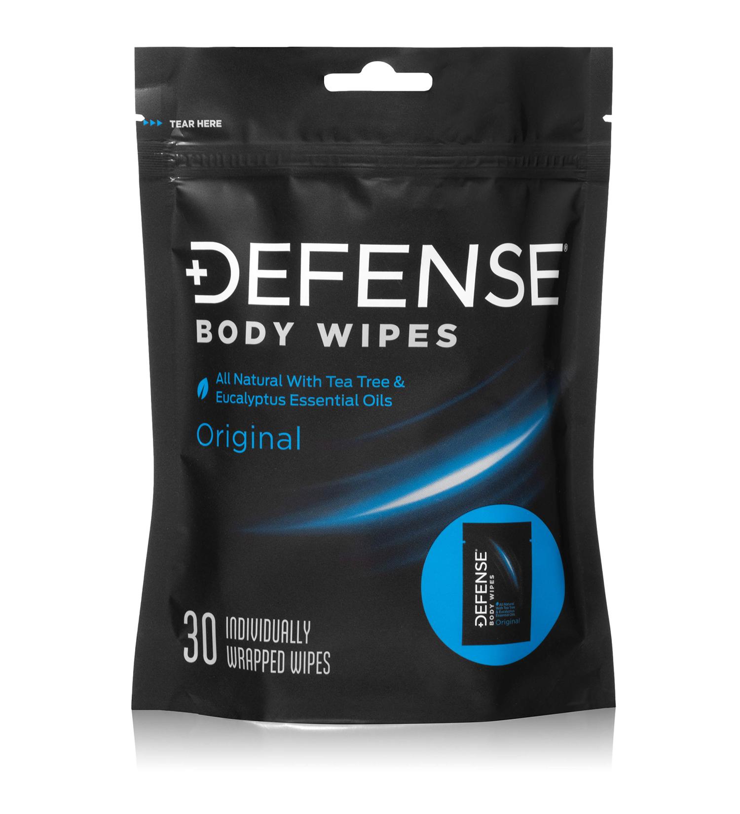 Defense Soap Body Wipes - 30 Individually Packed Travel Wipes - Tea Tree Oil and Eucalyptus Oil - 100% Natural - 30 Count - Buy Online on GoSupps.com