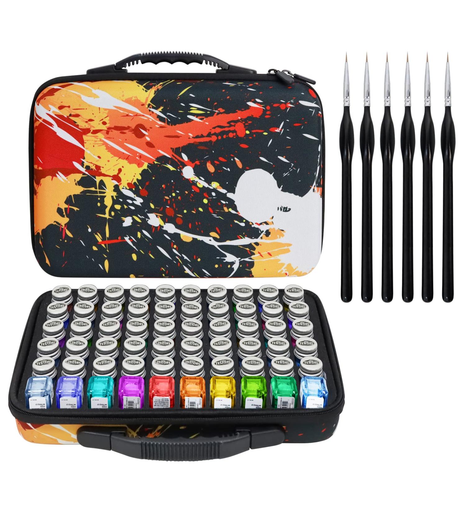 ZORETCO Storage Case for Testors Model Paints | Holds 60 Bottles | Includes 6 Fine Detail Miniatures Brushes | Organization and Protection Solution - Buy Online on GoSupps.com