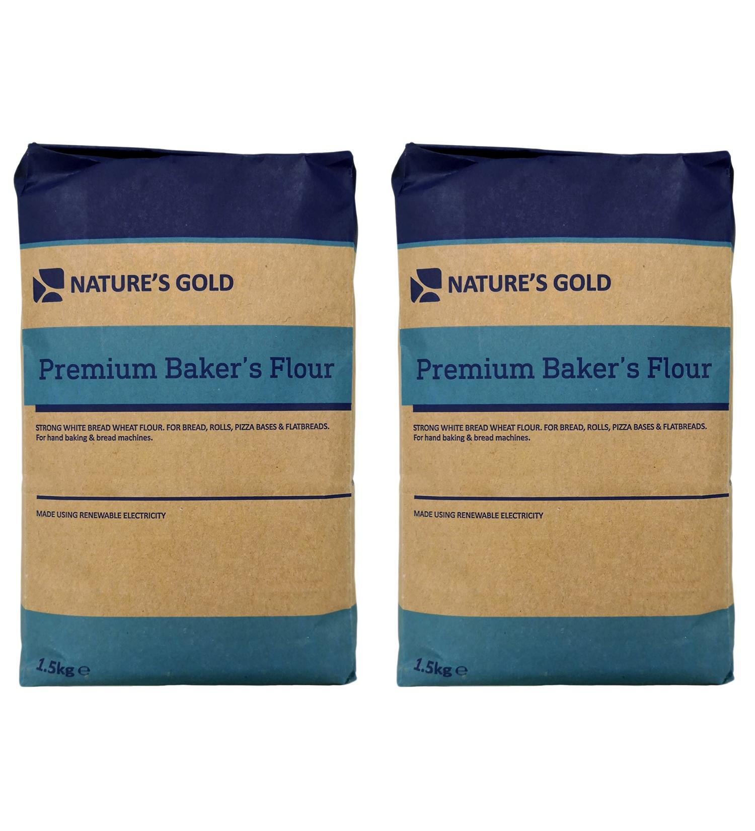 Nature's Gold Premium Baker's Strong White Bread Flour 1.5kg (Pack of 2) - Buy Online on GoSupps.com