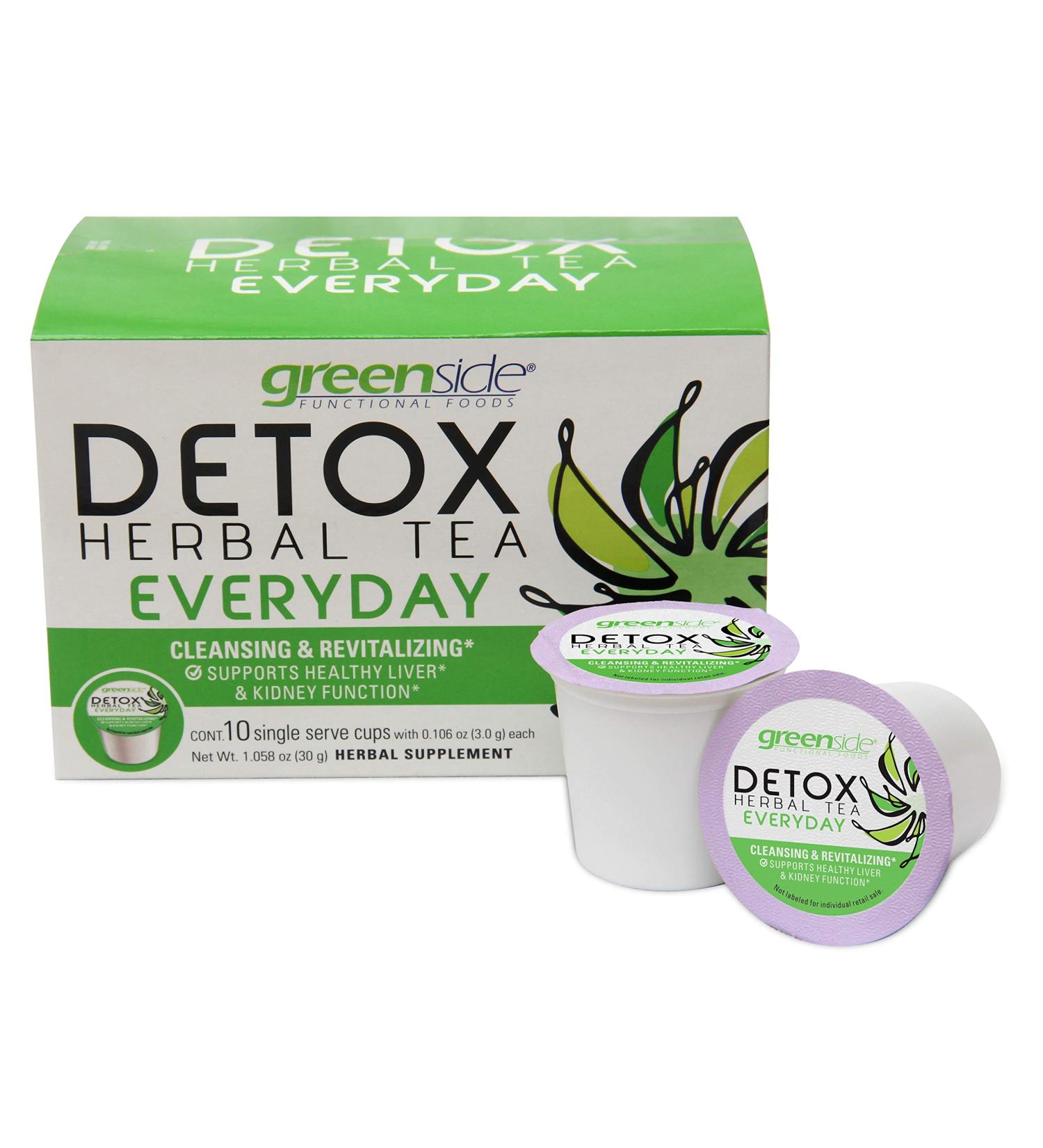 Greenside Detox Herbal Tea Single Serve Cups - 10 Cleansing & Revitalizing Cups for Daily Wellness - 3g Each - Buy Online on GoSupps.com