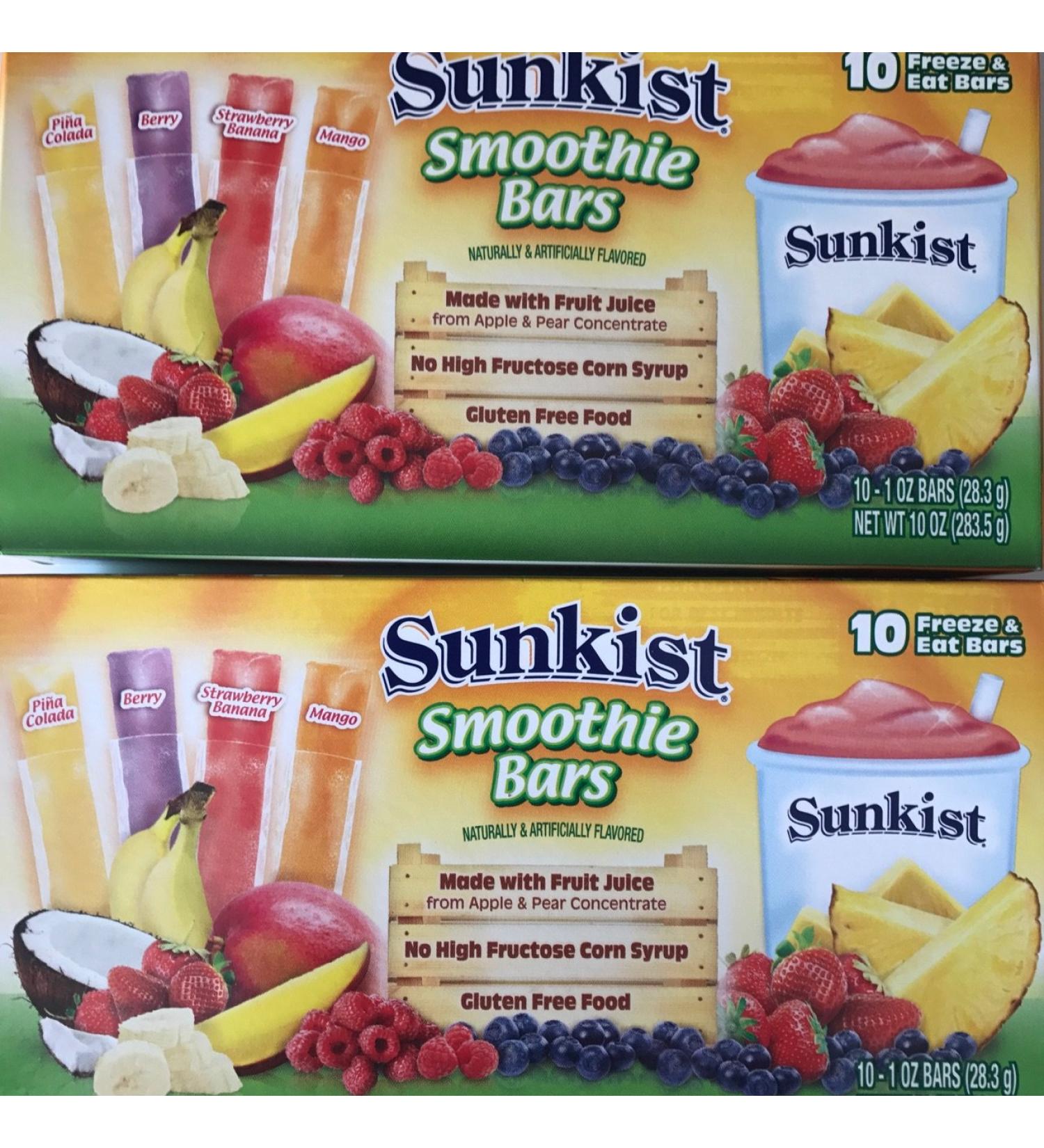 Sunkist Smoothie Bars - Gluten Free Frozen Juice Smoothies ((20) 1.0 bars (2/10ct boxes))