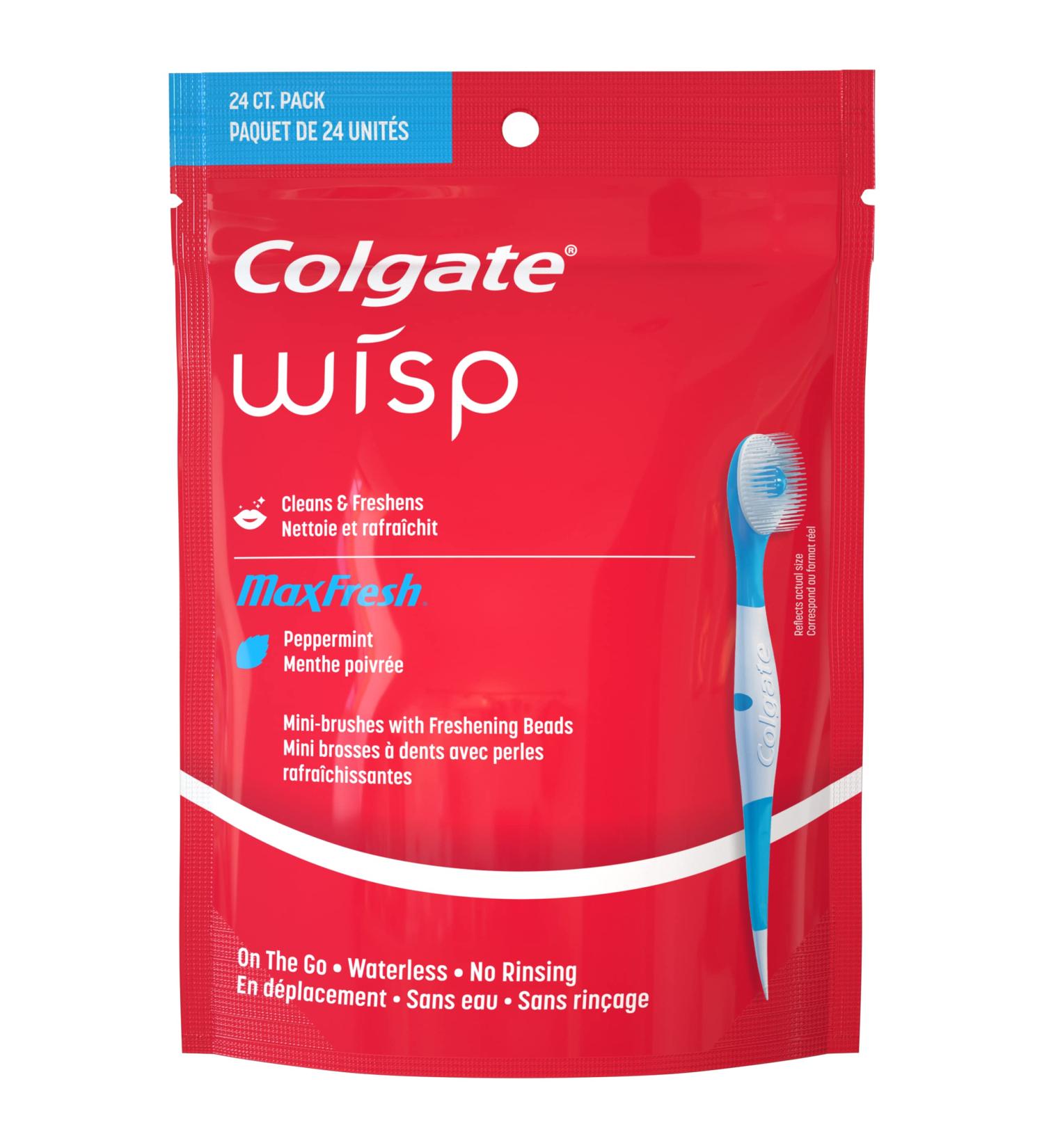Colgate Max Fresh Wisp Disposable Mini Toothbrush Peppermint - 24 Count | Convenient On-the-Go Oral Care | Pack of 1 - Buy Online on GoSupps.com