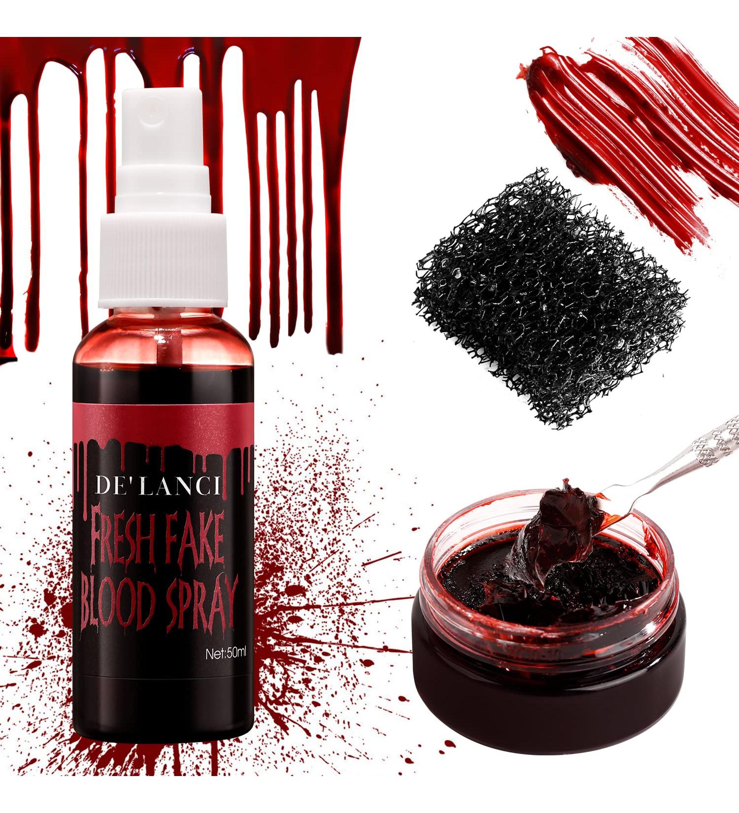DE'LANCI Fake Blood Spray Splatter & Fake Scabs Gel Kit - Halloween Makeup for Vampire, Zombie & SFX Wound - Buy Online on GoSupps.com