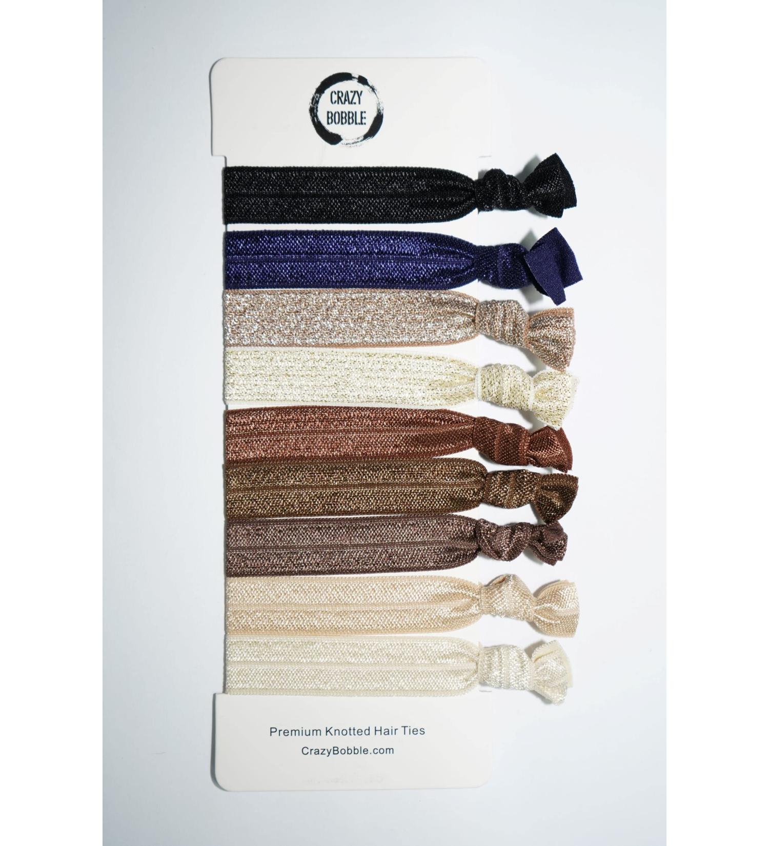 Crazy Bobble Premium Kink-Free Hair Ties (9 Pack) - Black Navy Brown Metallic & More | Ideal for All Hair Types - Buy Online on GoSupps.com