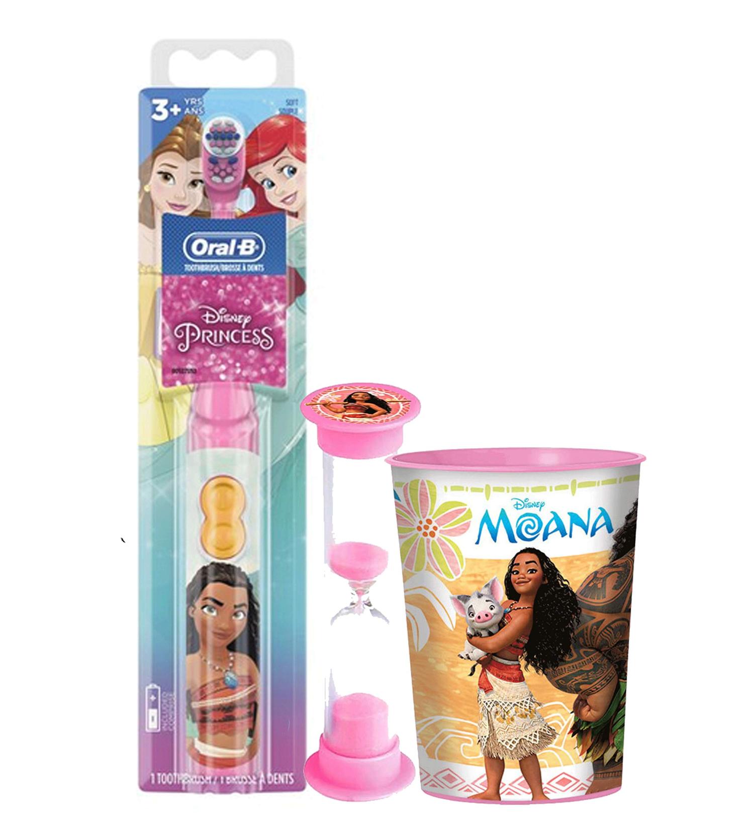 Moana 3pc Oral Hygiene Bundle: Spin Toothbrush, Timer, Mouthwash Cup | Dental Gift Bag & Tooth Saver Necklace - Buy Online on GoSupps.com
