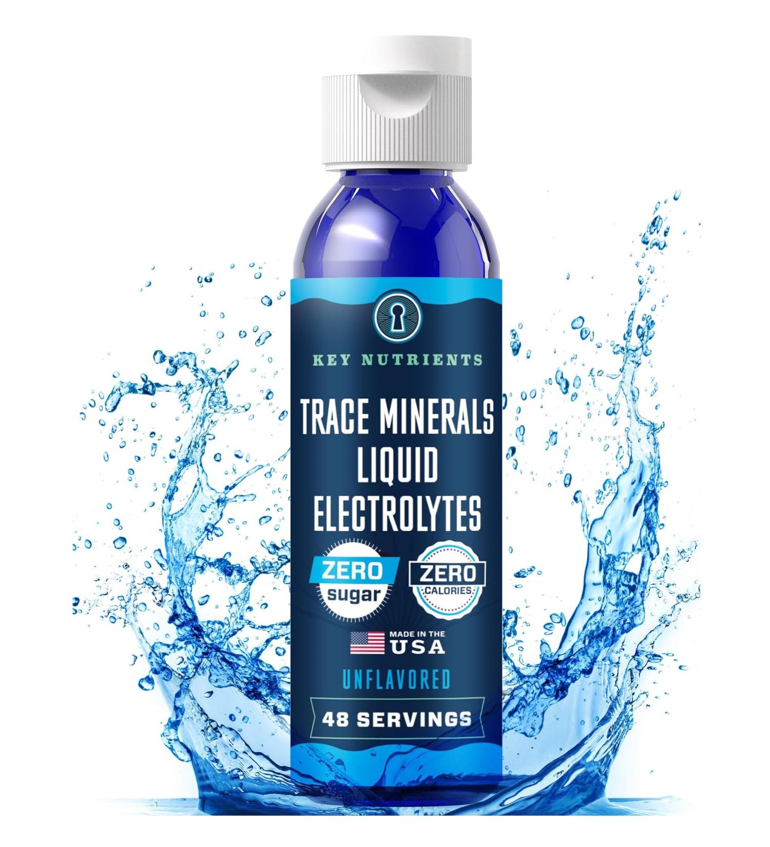 KEY NUTRIENTS Trace Minerals Liquid Electrolytes - 4oz Hydration Recovery Drops | Keto Electrolytes for Optimal Hydration - Buy Online on GoSupps.com