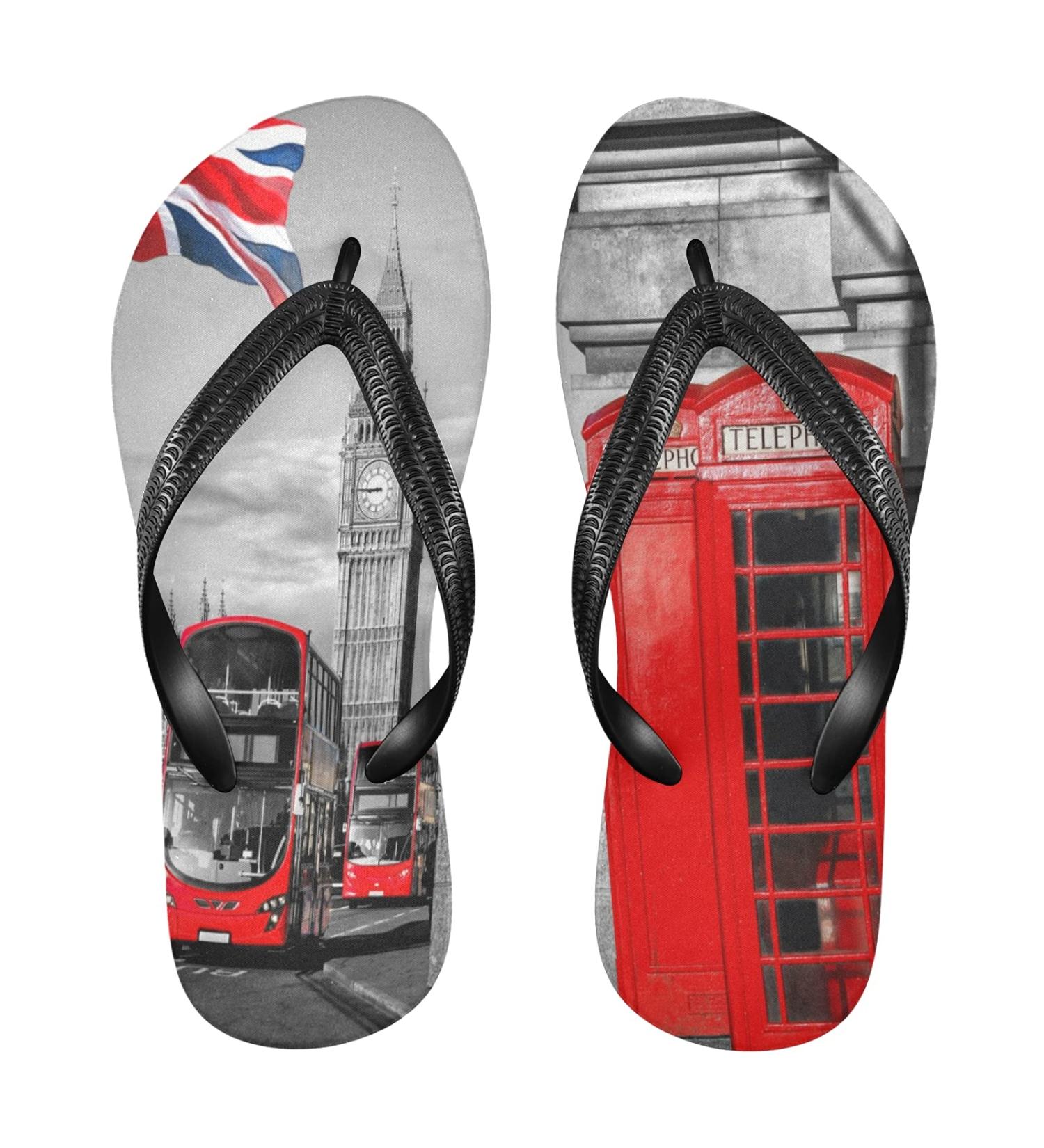Mnsruu Big Ben Flip-Flops | Union Jack Design | X-Small Multi-Colored | Perfect for Home Hotel Spa & Travel - Unisex - Buy Online on GoSupps.com