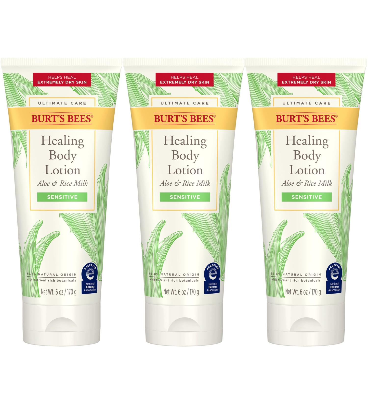Burt's Bees Ultimate Care Healing Body Lotion - Aloe & Rice Milk for Sensitive Skin | 98.8% Natural | 6oz - International Shipping Available - Buy Online on GoSupps.com