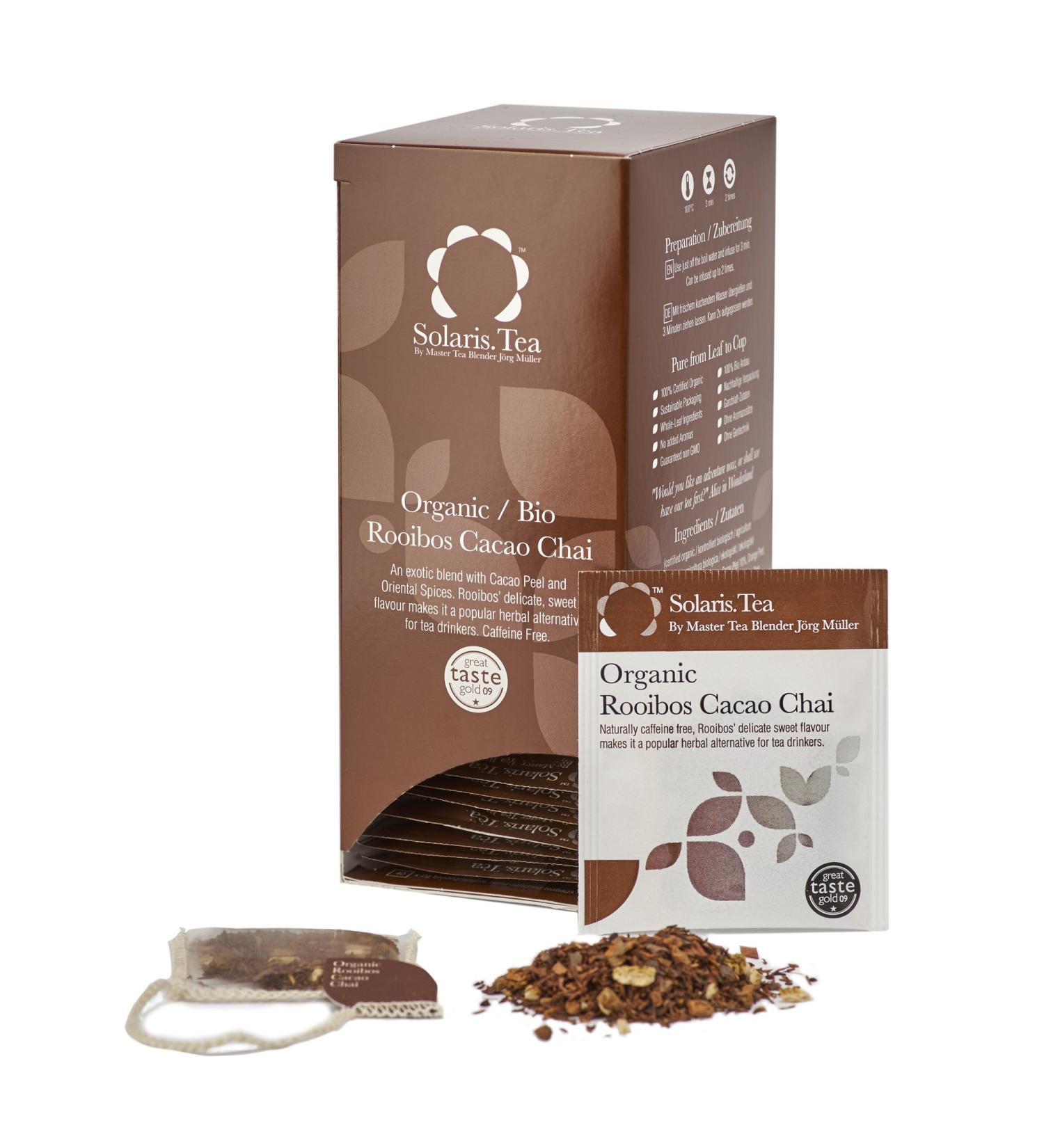 Organic Rooibos Cacao Chai Tea - Certified Vegan | Solaris Tea | 40 Biodegradable Teabags | 80g Pack - Buy Online on GoSupps.com