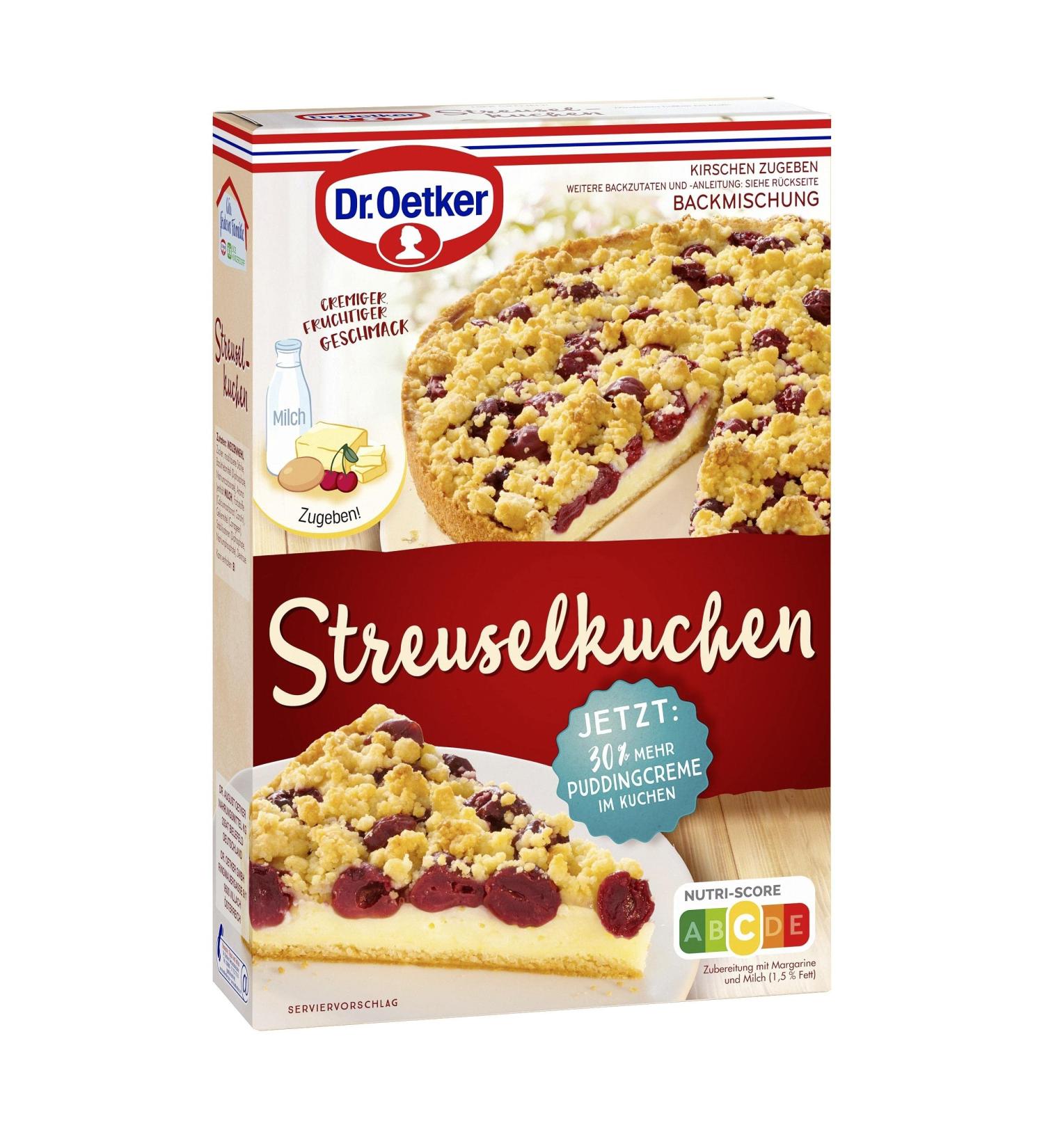 Dr. Oetker Strussel Cake Baking Mix 485g Cherry & Pudding Cream Crumble Vegetarian Perfect for International Shipping - Buy Online on GoSupps.com