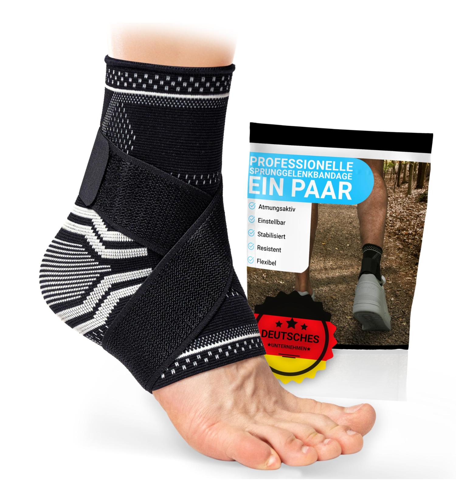 Adjustable Unisex Ankle Bandage | Professional Flexible Support for Sports & Achilles Tendon Pain Relief | S Black - Buy Online on GoSupps.com