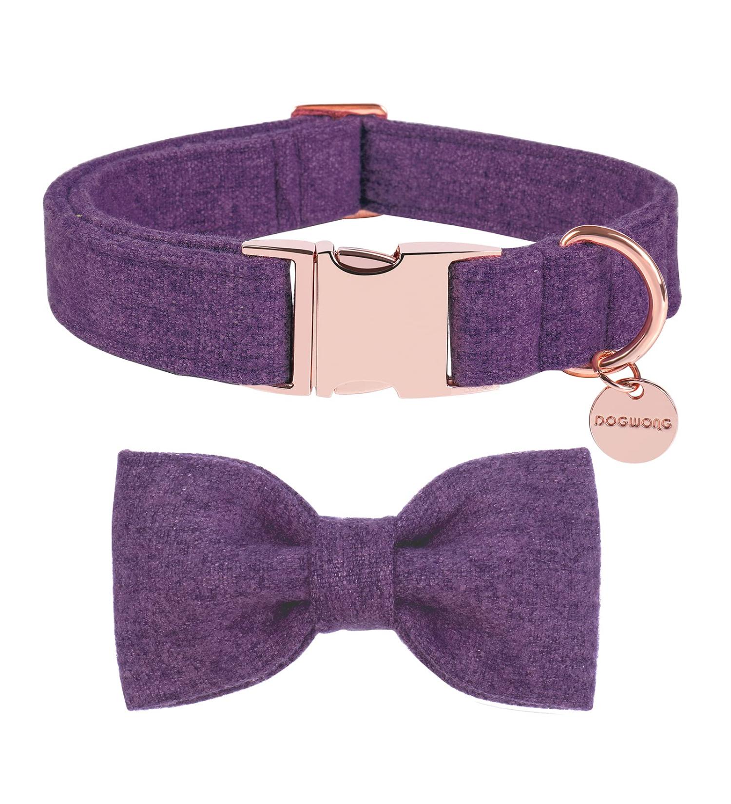 Dogwong Violet Dog Collar with Removable Fly - Adjustable Gift for Small to X-Large Dogs Perfect for Girls - Pack of 1 - Buy Online on GoSupps.com