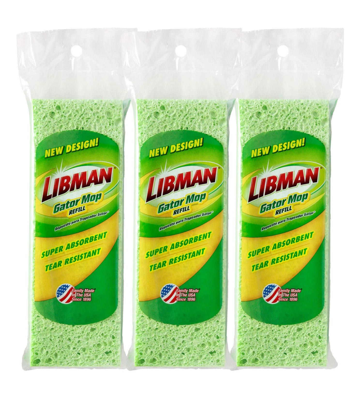 Libman 1487 Gator Mop Refill Pack  Extra-Absorbent  Cellulose Coated Sponge Replacement Heads for The Libman Gator Mop  3-Pack - Buy Online on GoSupps.com