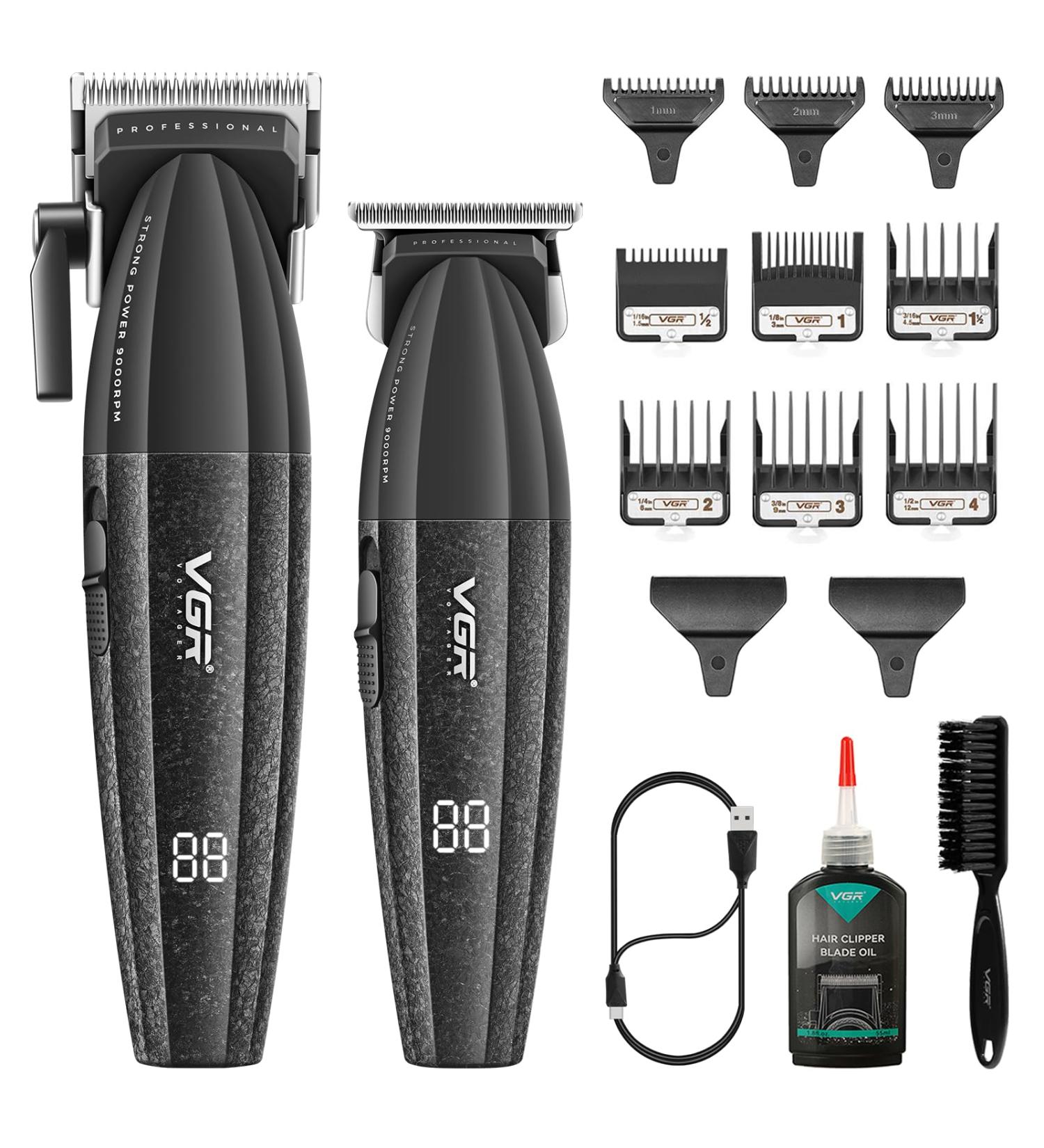 VGR 640 Professional Hair Clippers for Men - Cordless Barber Clipper Set with Zero Gap T-Blade & LED Display - Premium Hair Cutting Kit (Black - Buy Online on GoSupps.com