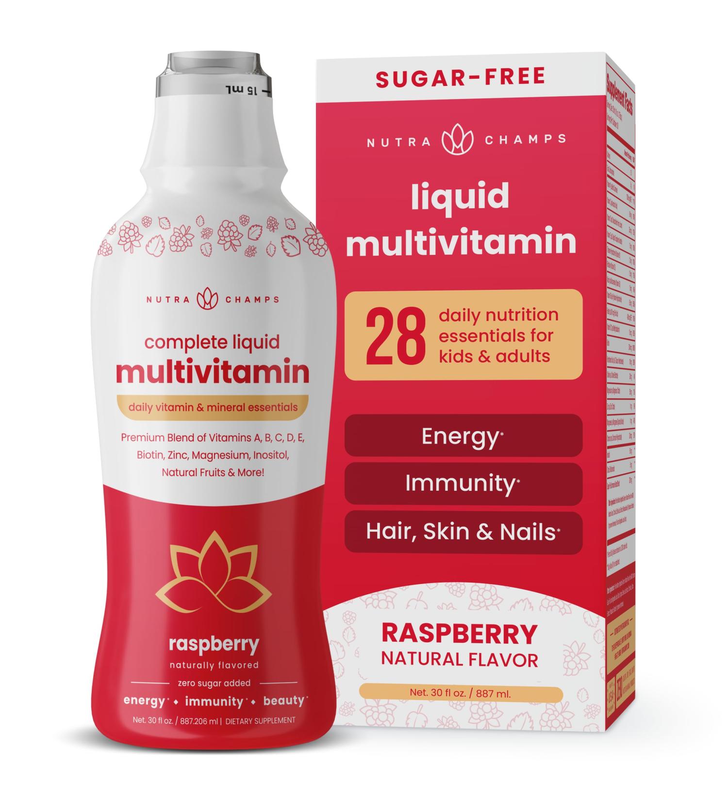 NutraChamps Complete Liquid Multivitamins | No Added Sugar | Vitamins for Women, Men & Kids | Vegan Liquid Vitamin Multimineral Supplement | Energy, Immunity & Beauty - Buy Online on GoSupps.com