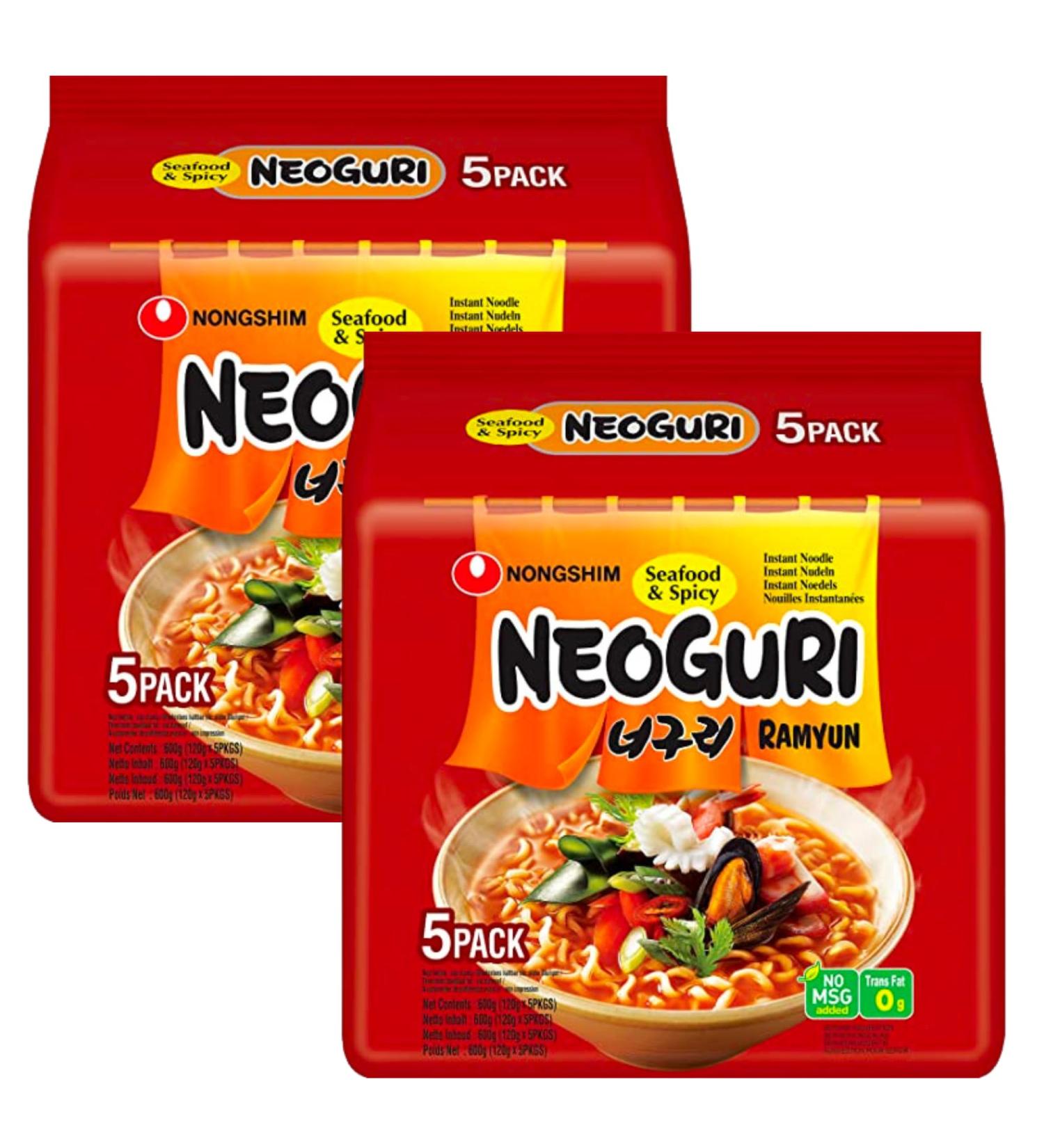 Nongshim Neoguri Seafood and Spicy Flavour 120g (Pack of 10) - Instant Korean Ramen Noodle - Buy Online on GoSupps.com