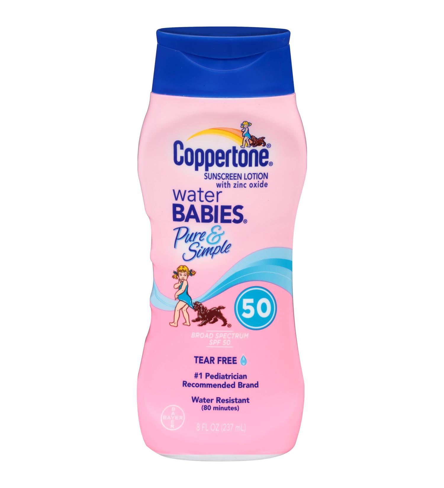 Coppertone Water Babies Pure & Simple SPF 50 8oz (Pack of 2) - Sunscreen for Sensitive Skin - Buy Online on GoSupps.com