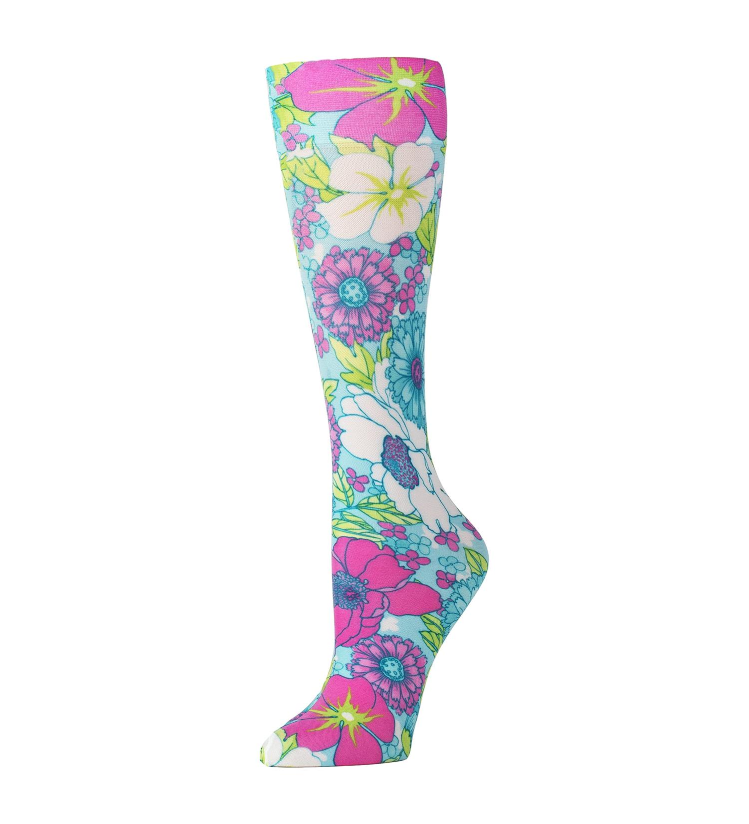 Celeste Stein Therapeutic Graduated Compression Socks Lily's Flower Garden 8-15 mmHg Queen Plus Calf