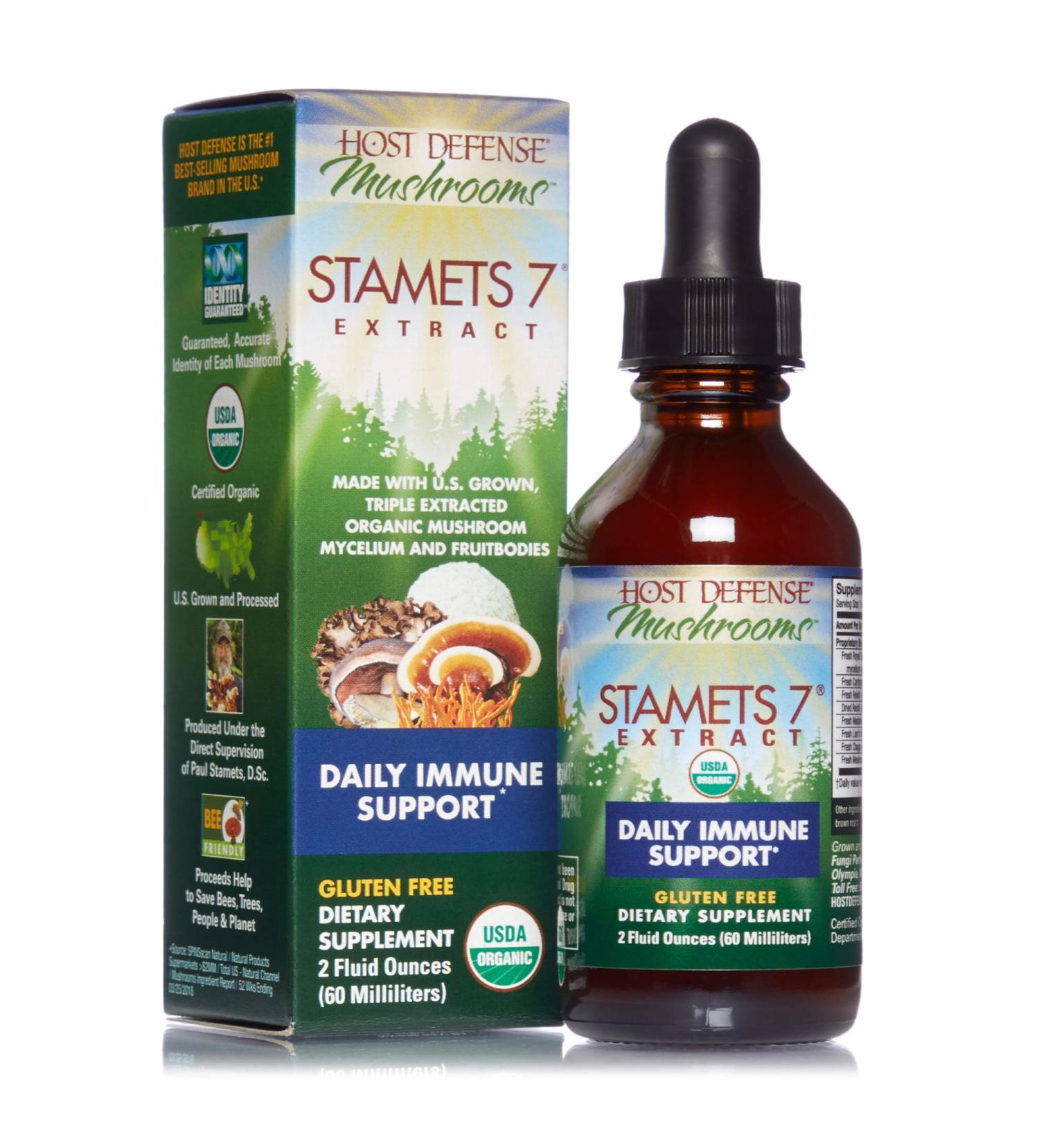 Host Defense Stamets 7 Extract Mushroom Supplement 2 fl oz - Daily Immune Support with Lion's Mane and Reishi - Pack of 1 - Buy Online on GoSupps.com