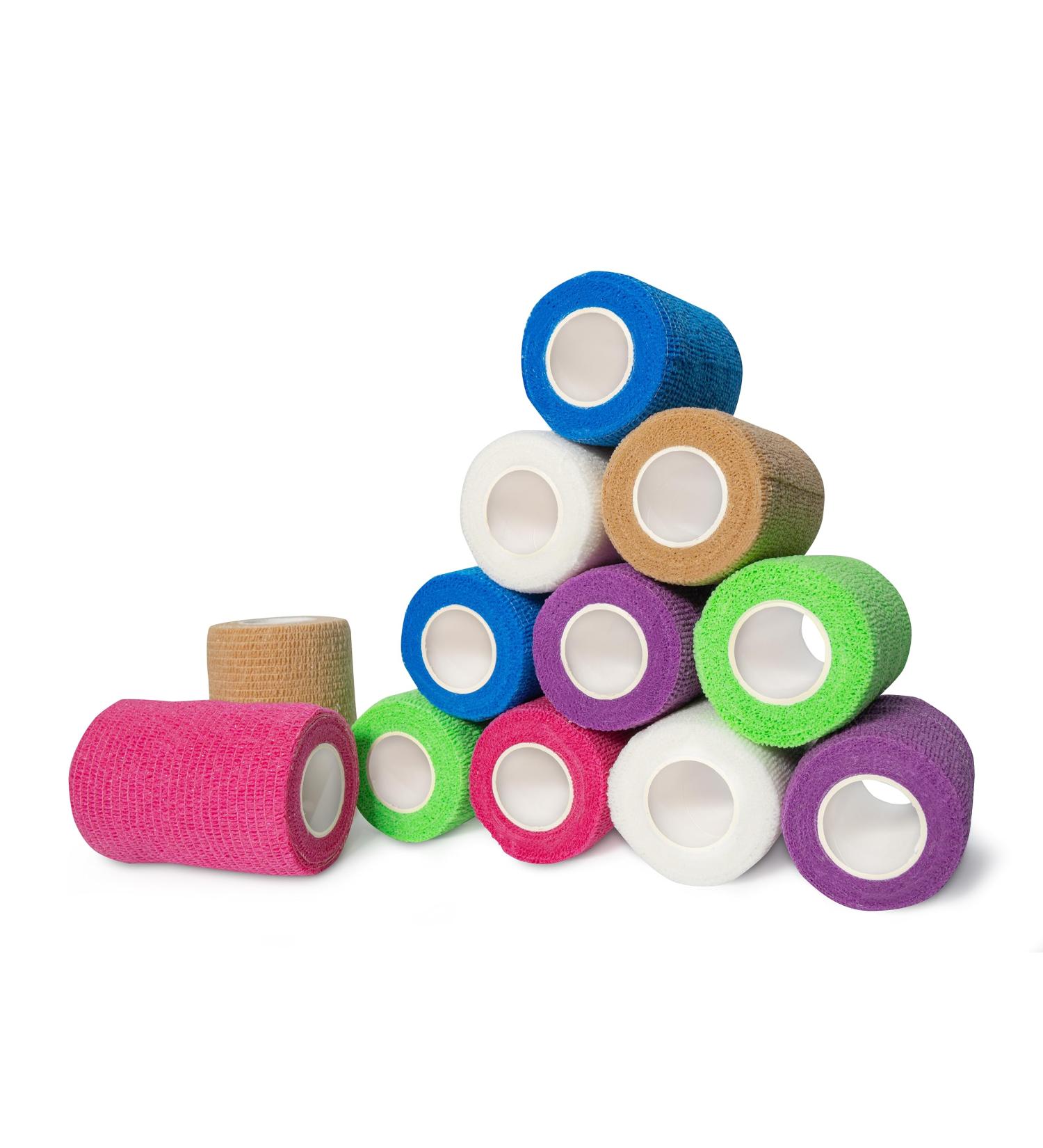 Self Adhesive Bandage Wrap - 12 Pack Non-Woven Water-Resistant First Aid Wraps 3 x 5 Yards Breathable Multicolor Vet Wrap for Wounds - Buy Online on GoSupps.com