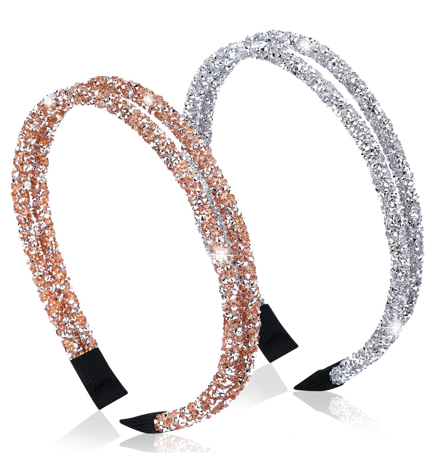 PROUSKY 2 Pieces Double Crystal Side Glitter Rhinestone Headbands Non-slip Crystal Rhinestone Headbands for Women Imitation Diamond Crystal Hoop Headband for Birthday Wedding Parties Daily Decor - Buy Online on GoSupps.com