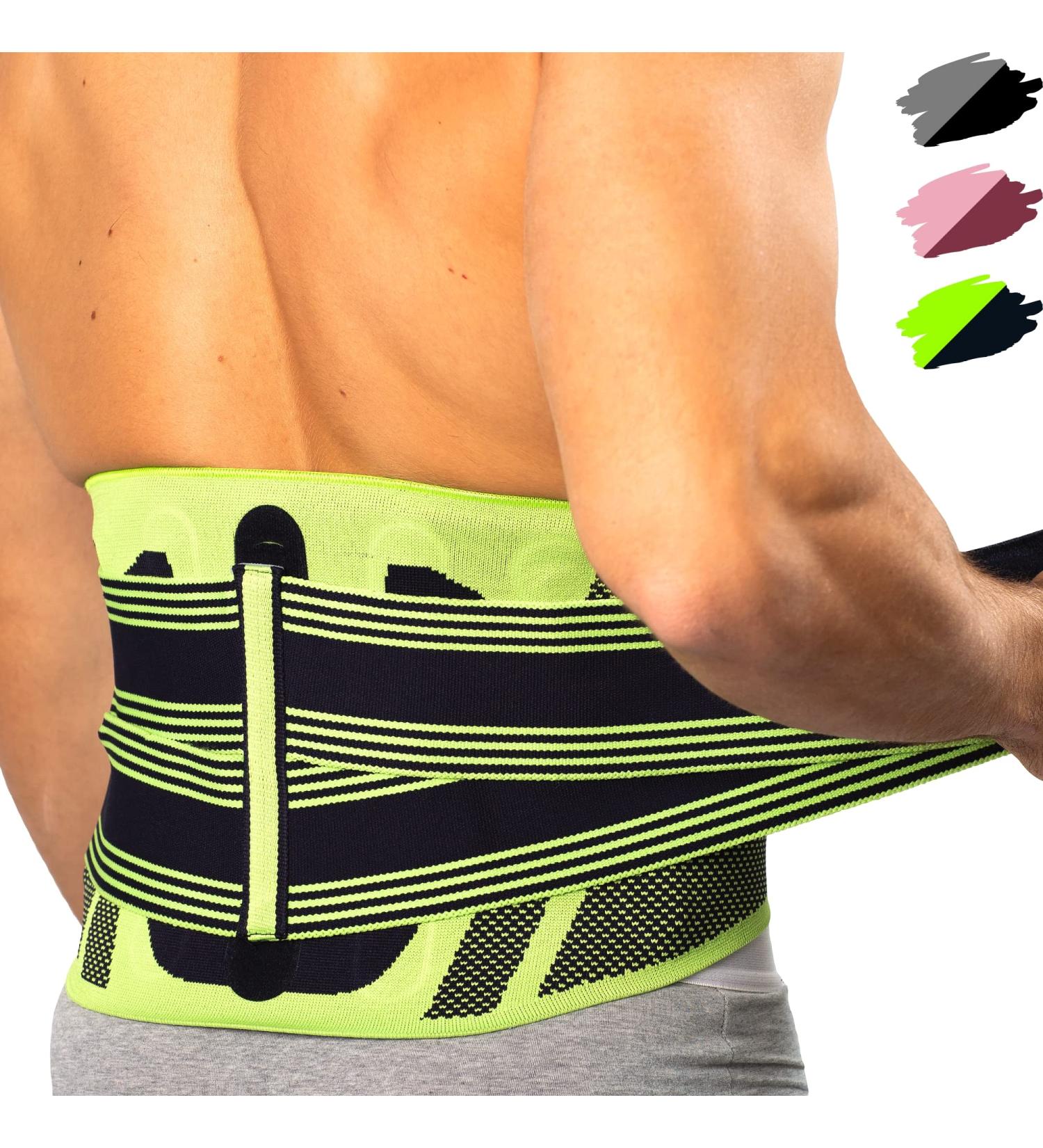 XL Green Back Bandage for Men & Women - Support Belt for Sciatica Herniated Disc Scoliosis & Back Pain - Ideal for Work & Sports - Buy Online on GoSupps.com