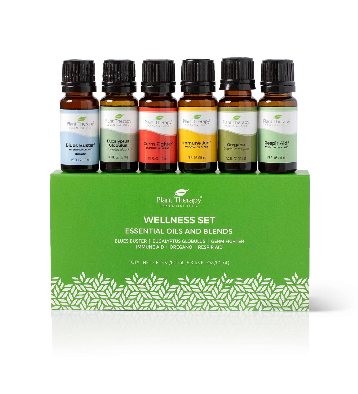 Shop Plant Therapy Wellness Essential Oil Gift Set - 6 Popular Blends for Immunity & Relaxation | International Shipping Available - Buy Online on GoSupps.com