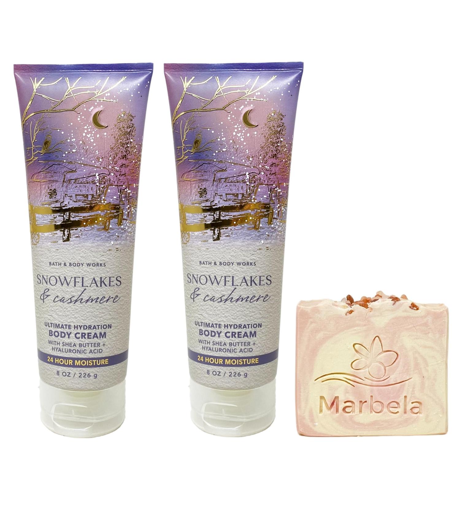 Bath & Body Works Snowflakes & Cashmere 2 Pack Ultimate Hydration Body Cream Bundle with a Himalayan Salts Springs Bar Soap - Full Size - Buy Online on GoSupps.com