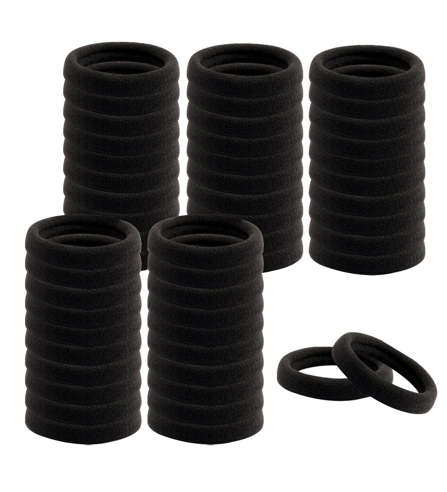 Nuoshen 100 Pcs Cotton Hair Ties for Women - Elastic Hair Bands for Thick, Heavy, and Curly Hair - Black Ponytail Holders - Buy Online on GoSupps.com