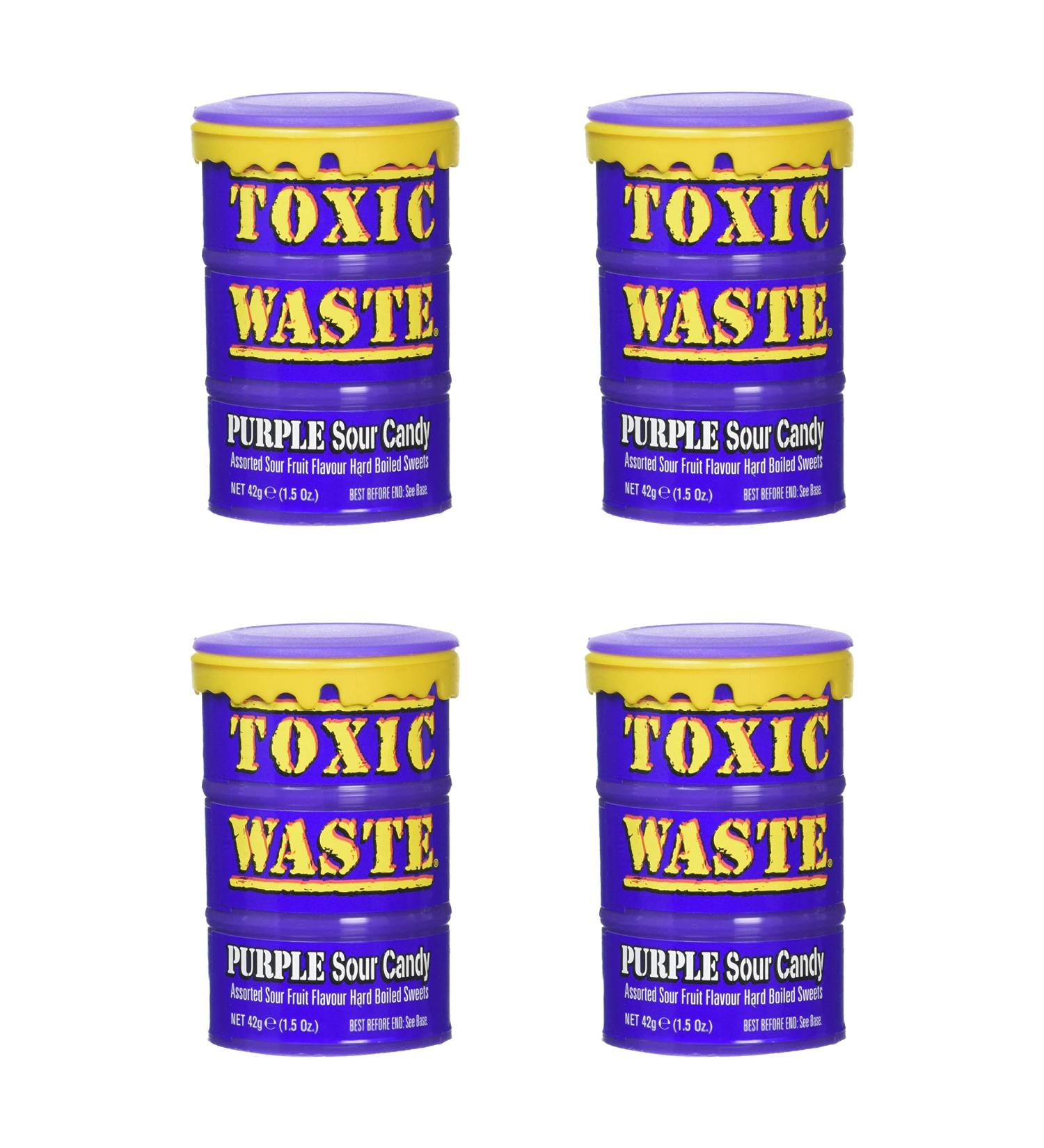 Toxic Waste 4 Purple Sour Candy Drums Ultra Sour Tiktok Trend Retro Sweets Candy For Halloween Trick or Treat Birthday - Each Drum 42g - Sold By VR Angel - Buy Online on GoSupps.com