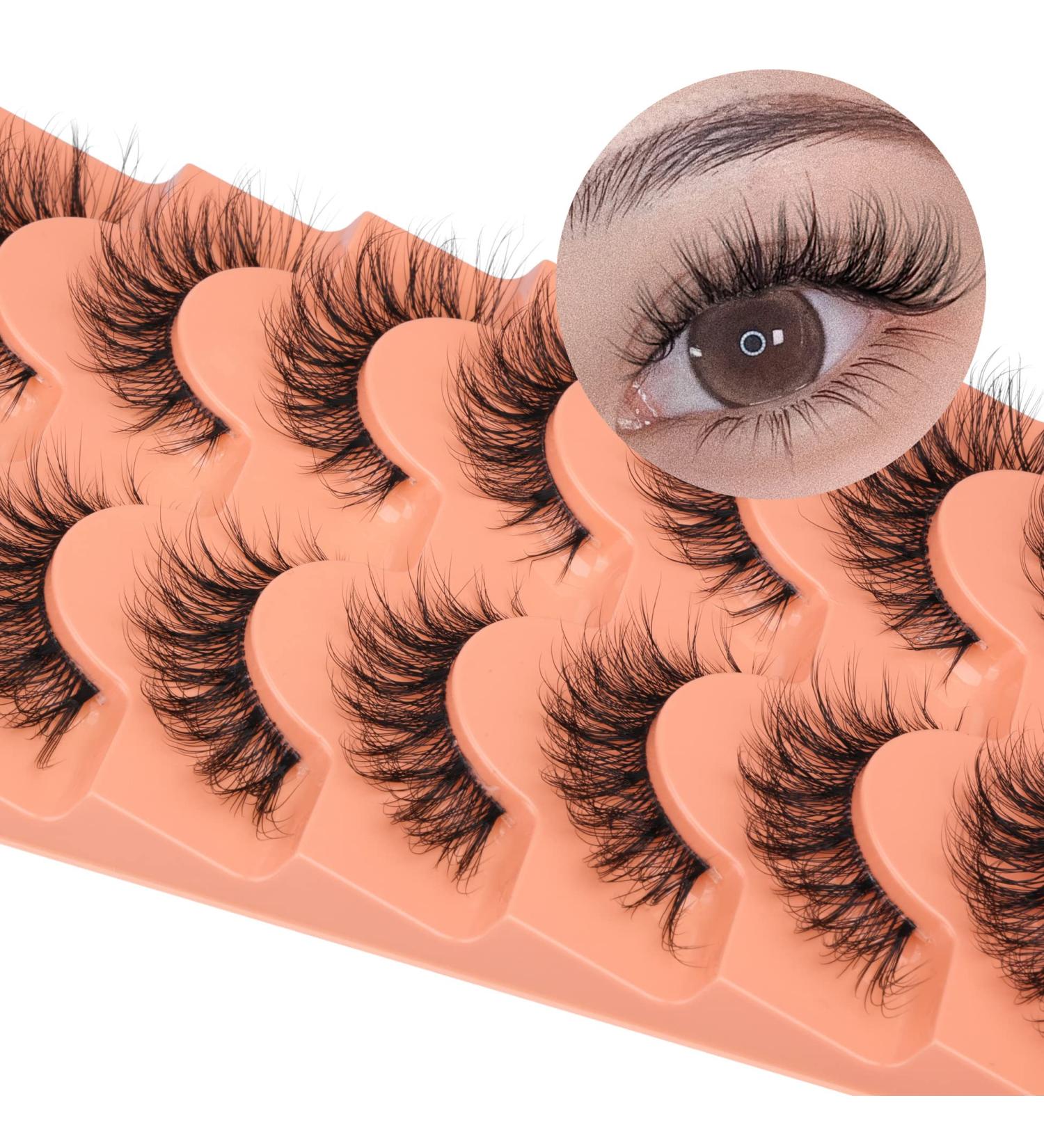 Cat Eye Wispy 16MM 3D Faux Mink Lashes | Natural Clear Band | 7 Pairs Pack by Mavphnee - Buy Online on GoSupps.com