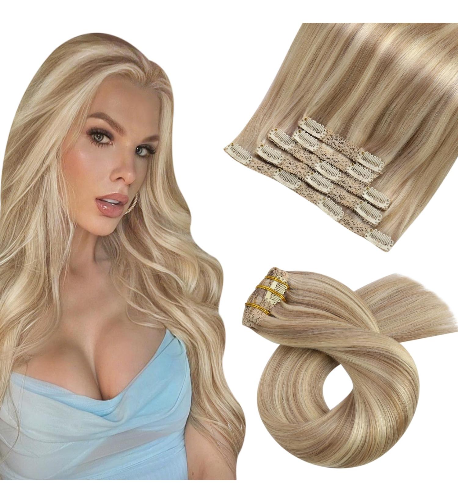Moresoo Clip-In Extensions | Real Remy Hair - Gold & Medium Blonde - Premium Quality Hair Extensions for Effortless Volume - Buy Online on GoSupps.com